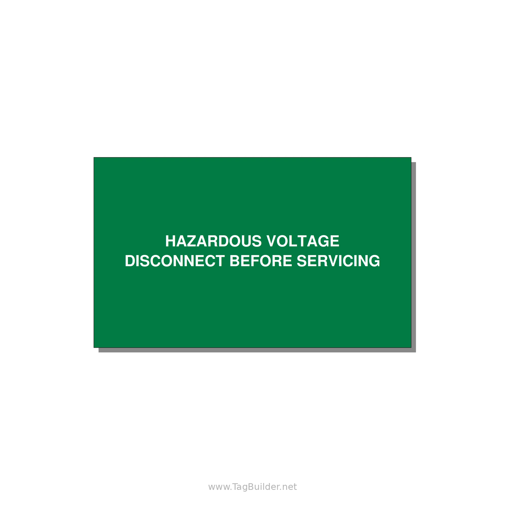 5.0x3.0" Disconnect Switch Label - HAZARDOUS VOLTAGE DISCONN — 5x3" White on Green, Adhesive