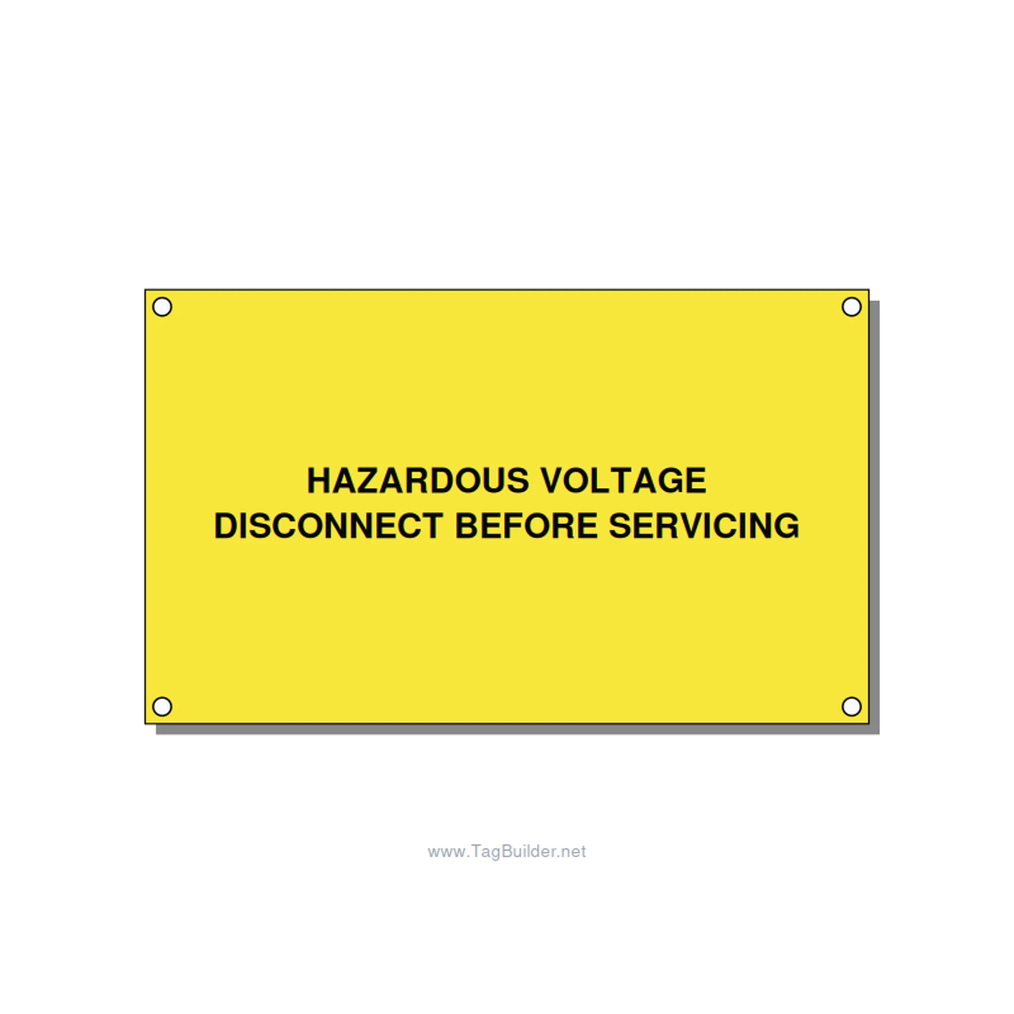 5.0x3.0" Disconnect Switch Label - HAZARDOUS VOLTAGE DISCONN, Black/Yellow, Hole