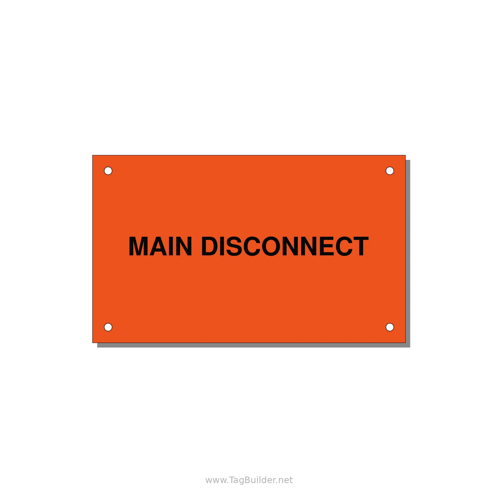 5.0x3.0" Disconnect Switch Label - MAIN DISCONNECT — 5x3" Black on Orange, Holes