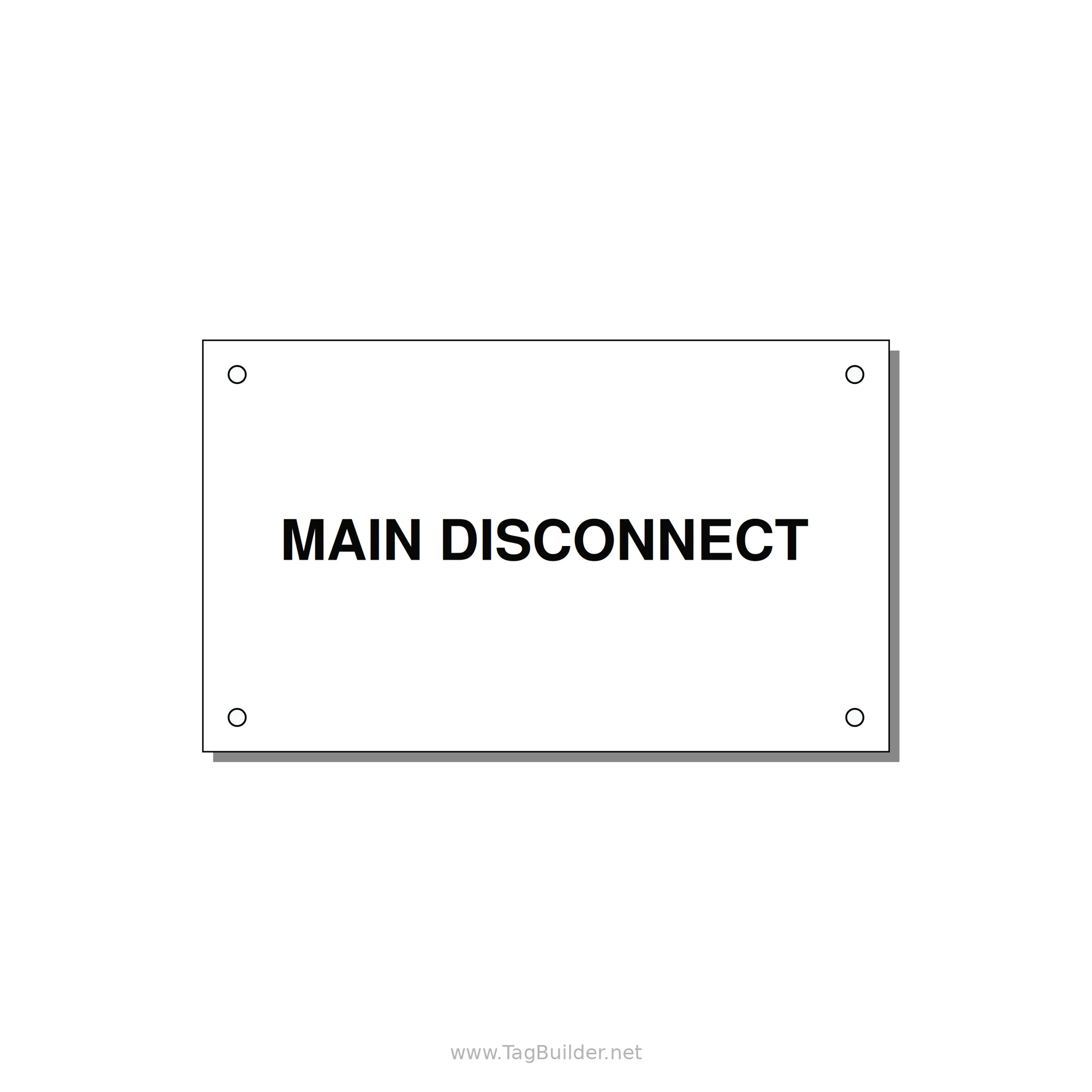 5.0x3.0" Disconnect Switch Label - MAIN DISCONNECT — 5x3" Black on White, Holes