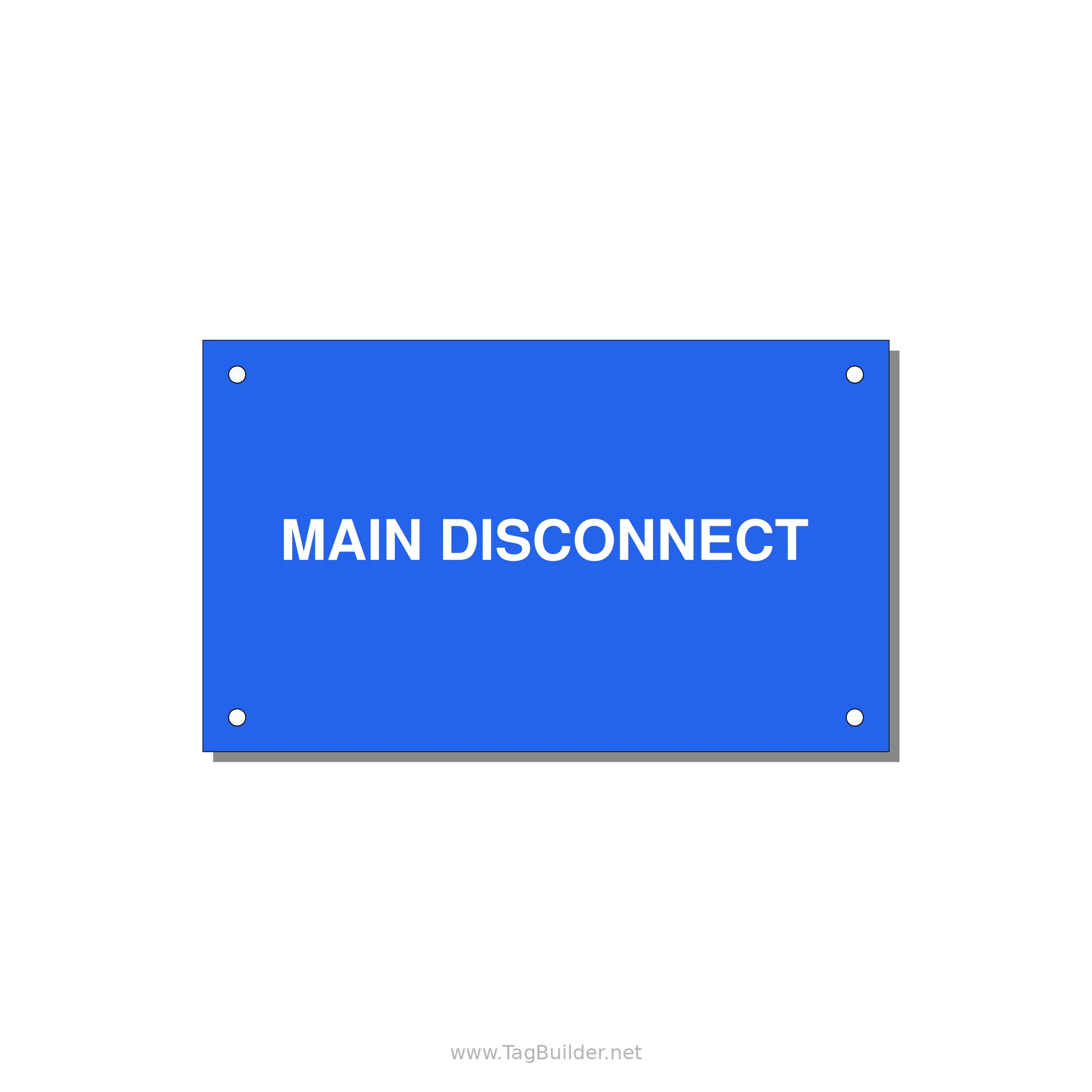 5.0x3.0" Disconnect Switch Label - MAIN DISCONNECT — 5x3" White on Blue, Holes