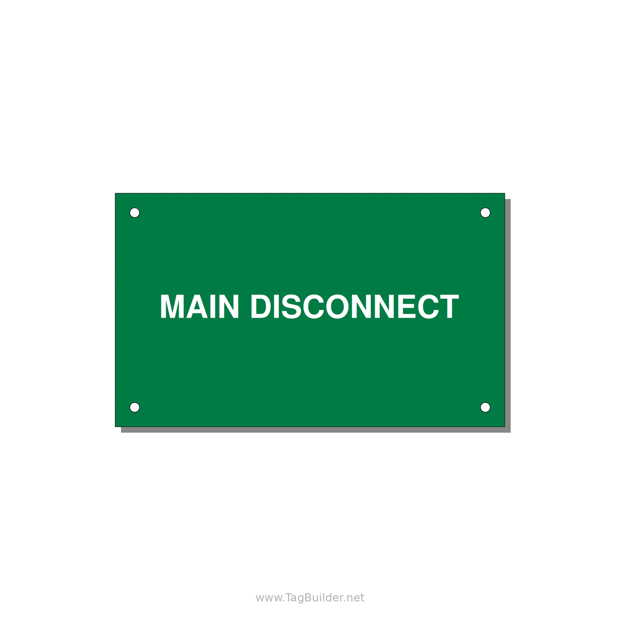 5.0x3.0" Disconnect Switch Label - MAIN DISCONNECT — 5x3" White on Green, Holes