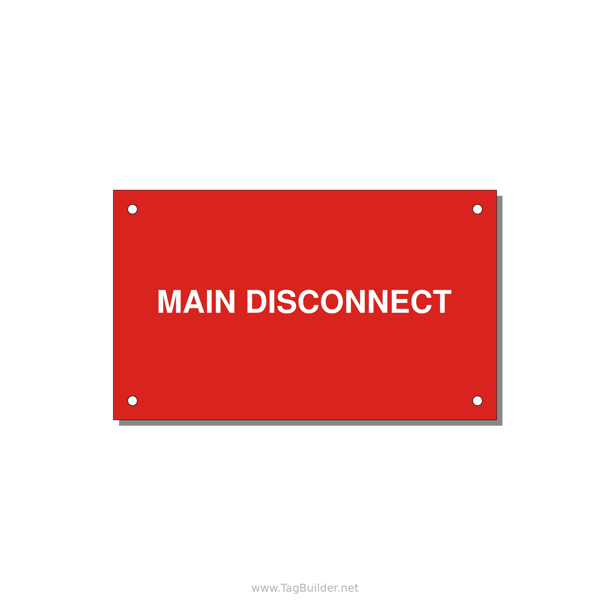 5.0x3.0" Disconnect Switch Label - MAIN DISCONNECT — 5x3" White on Red, Holes