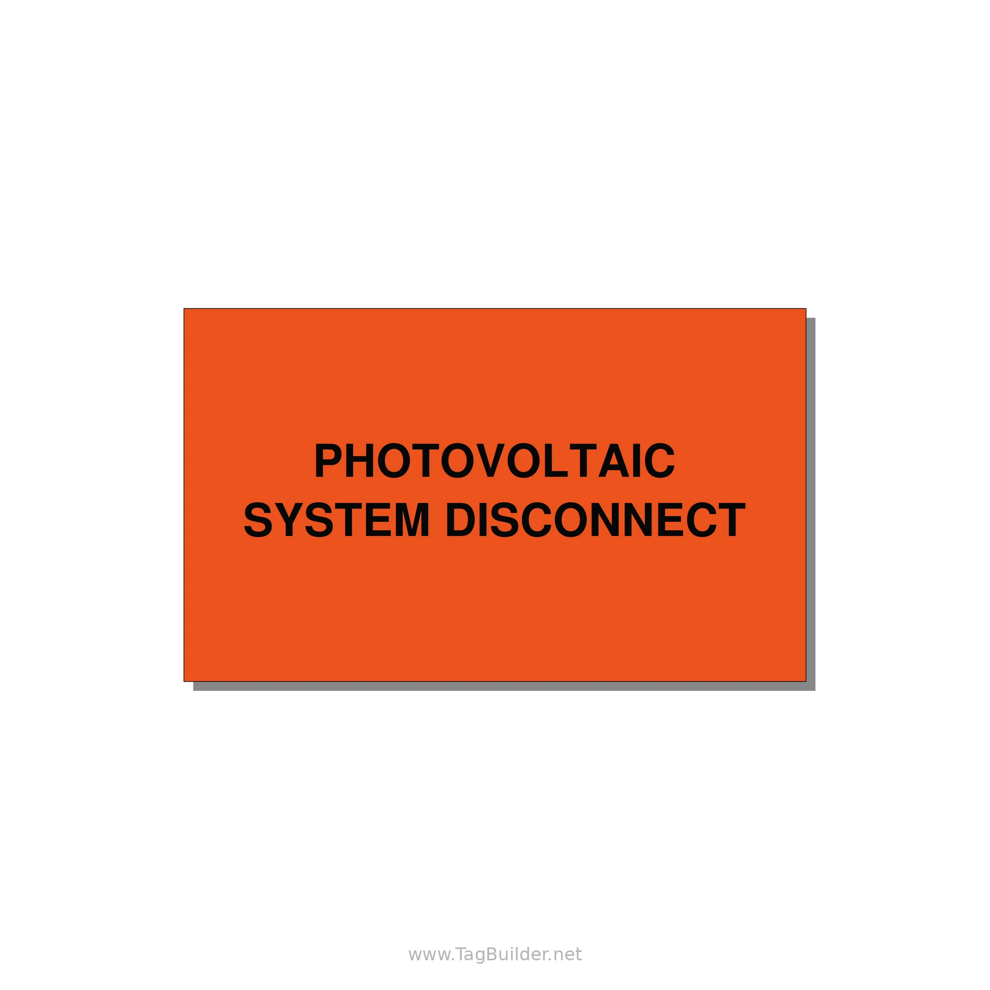 5.0x3.0" Disconnect Switch Label - PHOTOVOLTAIC SYSTEM DISCO — 5x3" Black on Orange, Adhesive