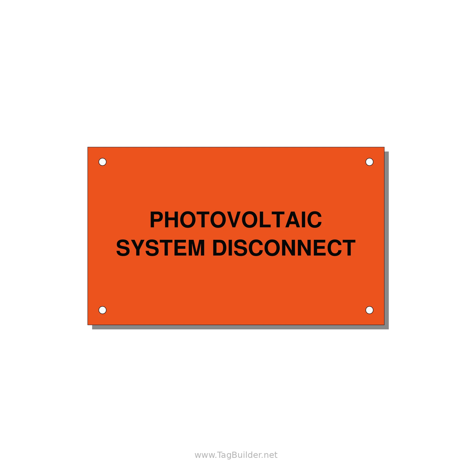 5.0x3.0" Disconnect Switch Label - PHOTOVOLTAIC SYSTEM DISCO — 5x3" Black on Orange, Holes