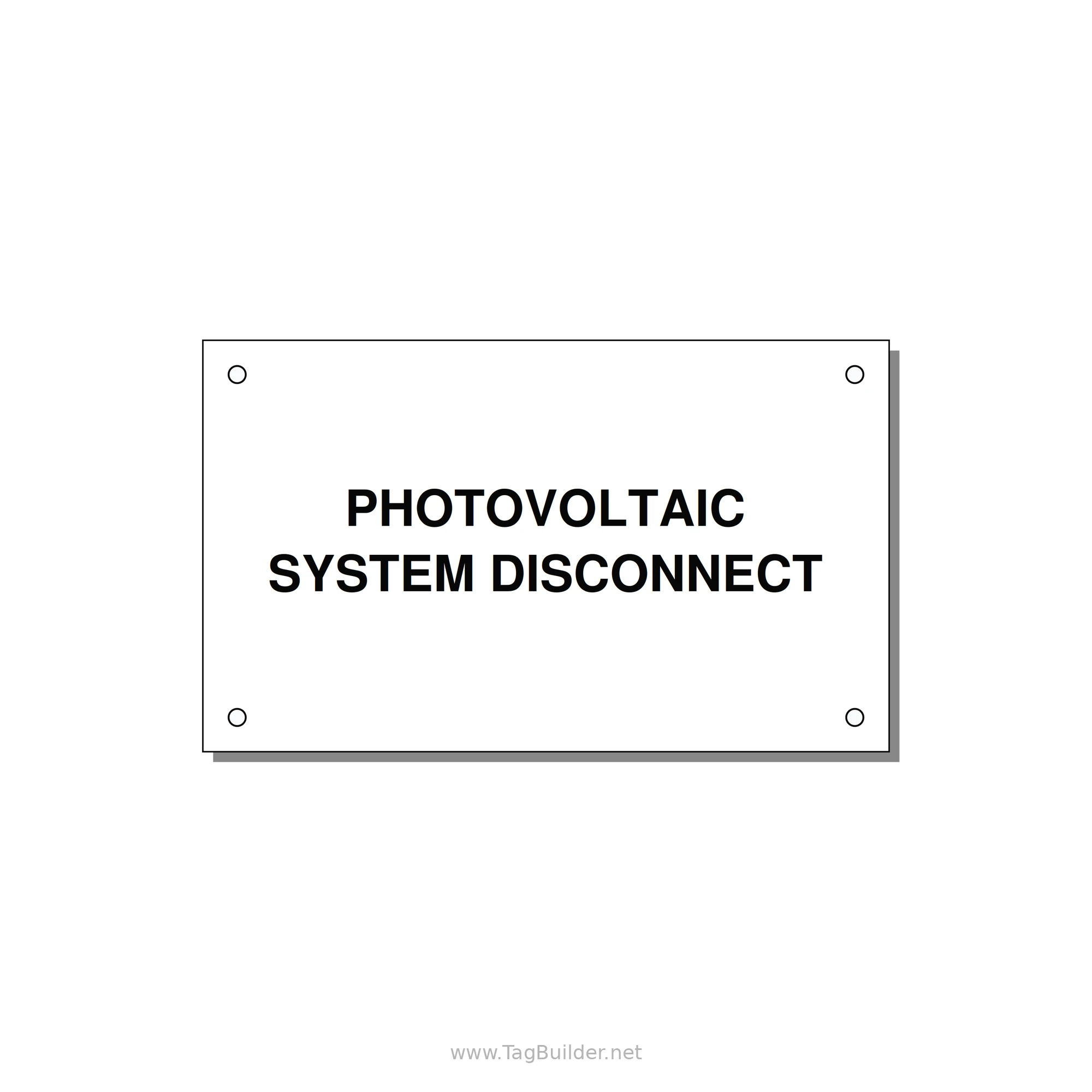 5.0x3.0" Disconnect Switch Label - PHOTOVOLTAIC SYSTEM DISCO — 5x3" Black on White, Holes