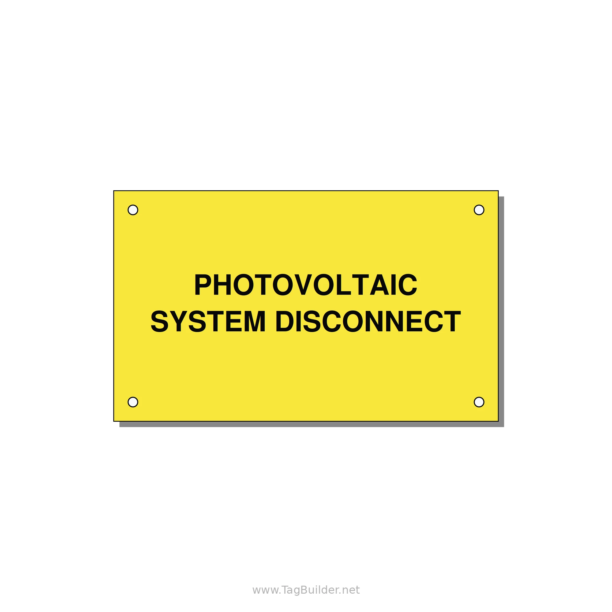 5.0x3.0" Disconnect Switch Label - PHOTOVOLTAIC SYSTEM DISCO — 5x3" Black on Yellow, Holes