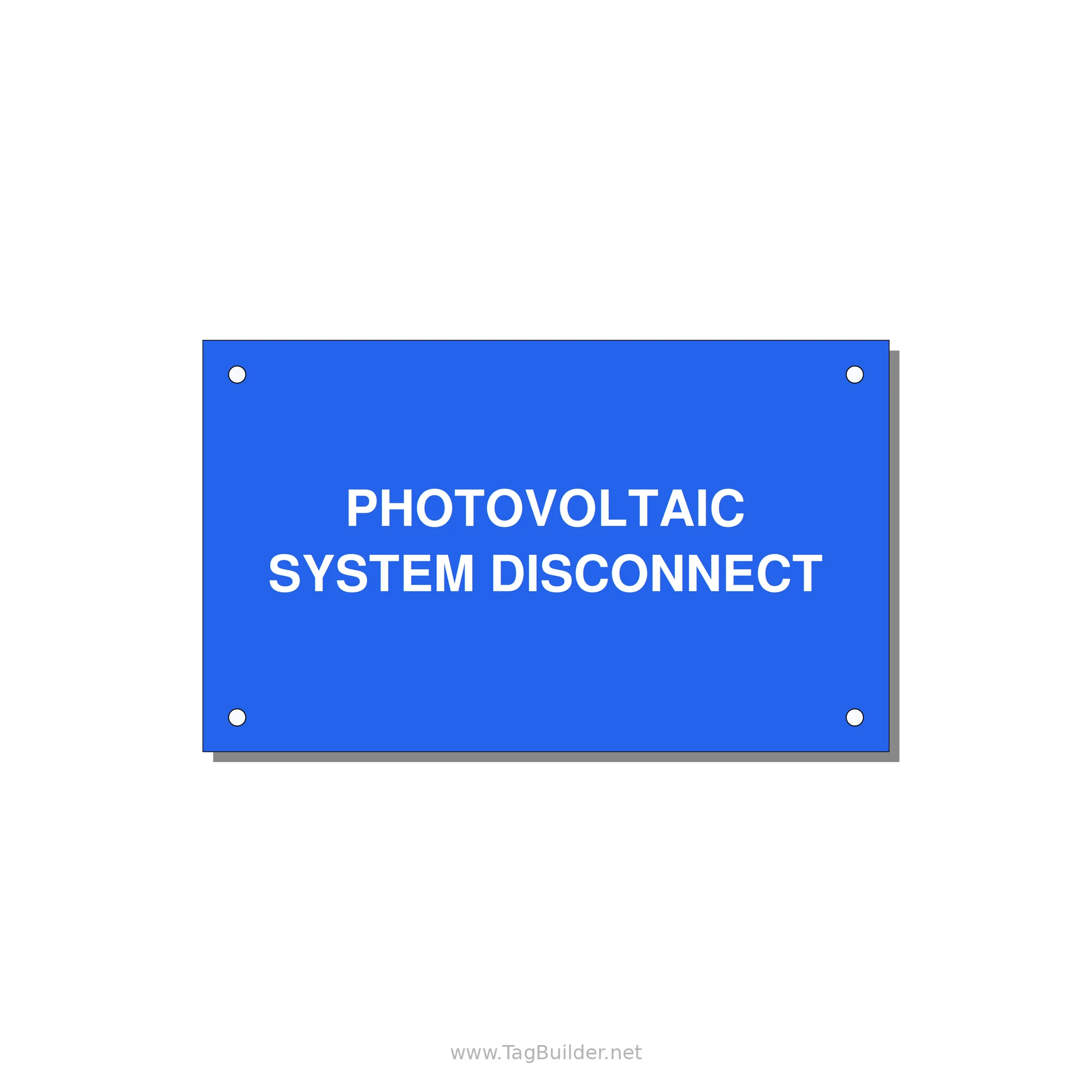 5.0x3.0" Disconnect Switch Label - PHOTOVOLTAIC SYSTEM DISCO — 5x3" White on Blue, Holes