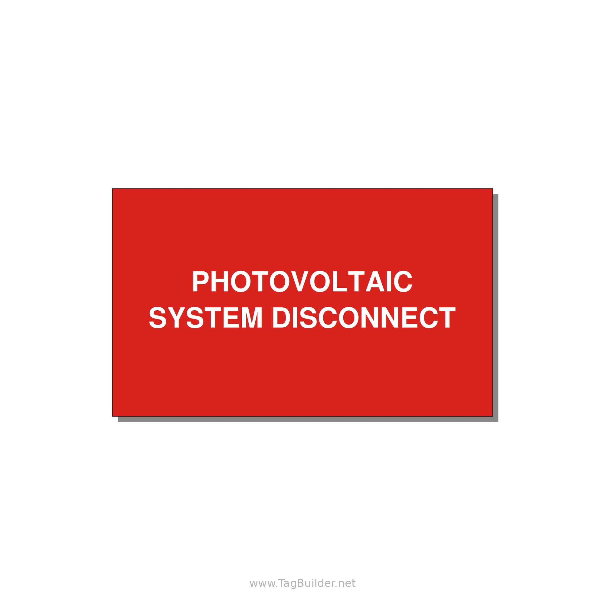 5.0x3.0" Disconnect Switch Label - PHOTOVOLTAIC SYSTEM DISCO — 5x3" White on Red, Adhesive