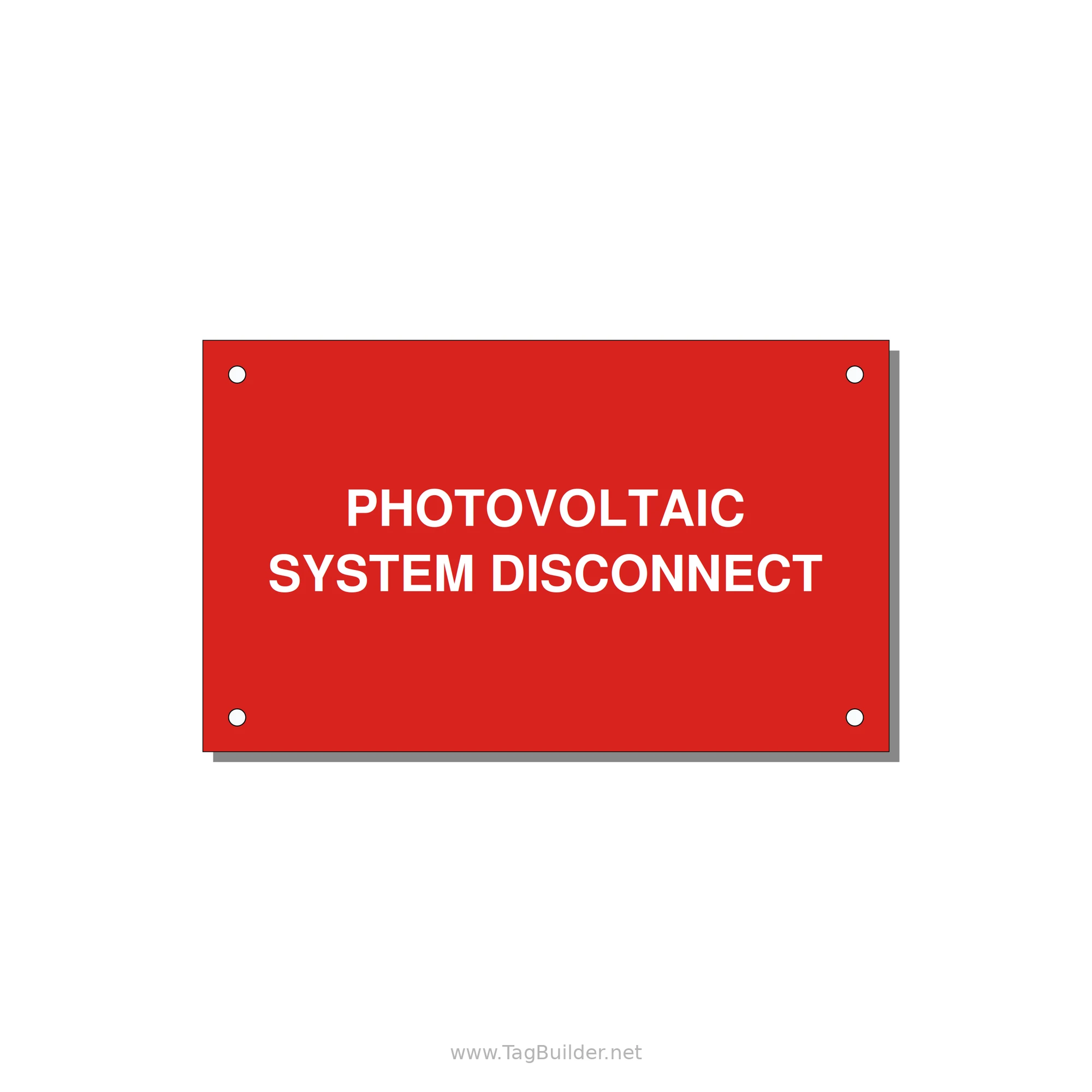 5.0x3.0" Disconnect Switch Label - PHOTOVOLTAIC SYSTEM DISCO — 5x3" White on Red, Holes
