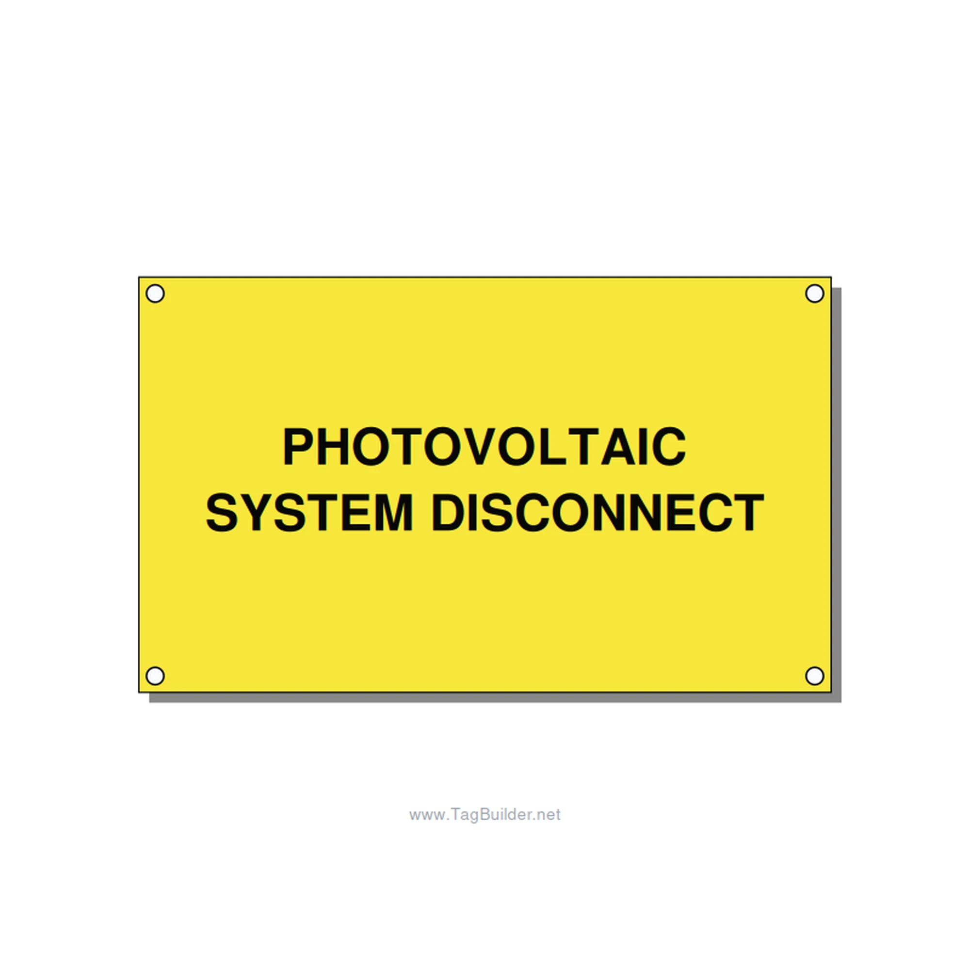 5.0x3.0" Disconnect Switch Label - PHOTOVOLTAIC SYSTEM DISCO, Black/Yellow, Hole