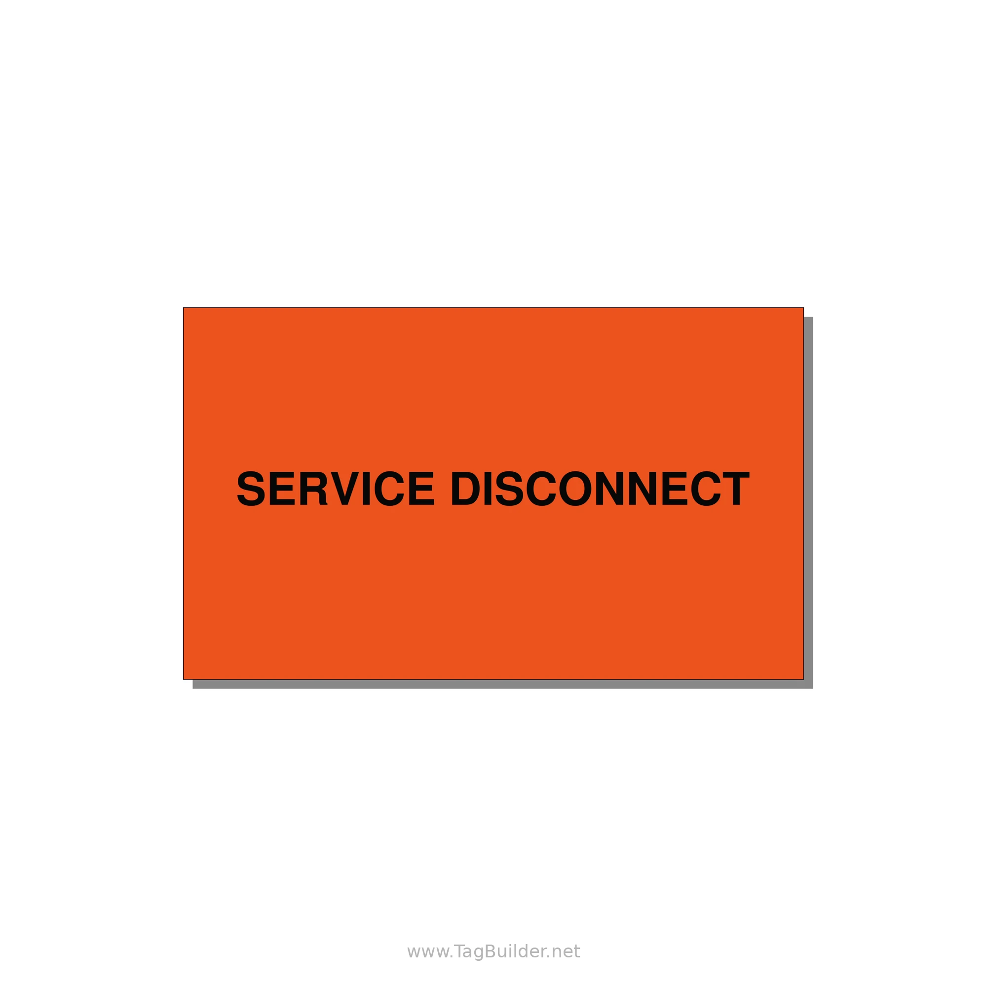 5.0x3.0" Disconnect Switch Label - SERVICE DISCONNECT — 5x3" Black on Orange, Adhesive
