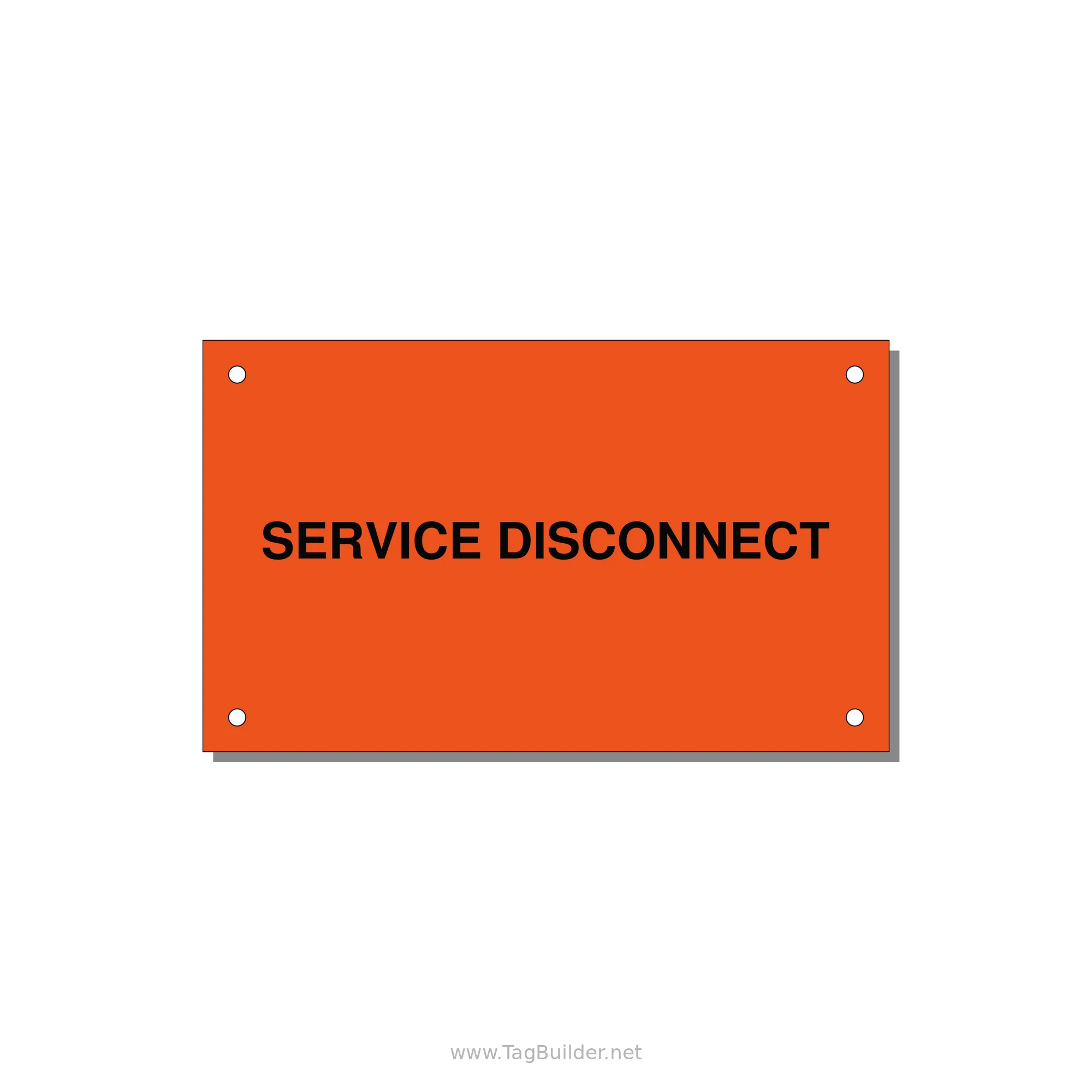 5.0x3.0" Disconnect Switch Label - SERVICE DISCONNECT — 5x3" Black on Orange, Holes