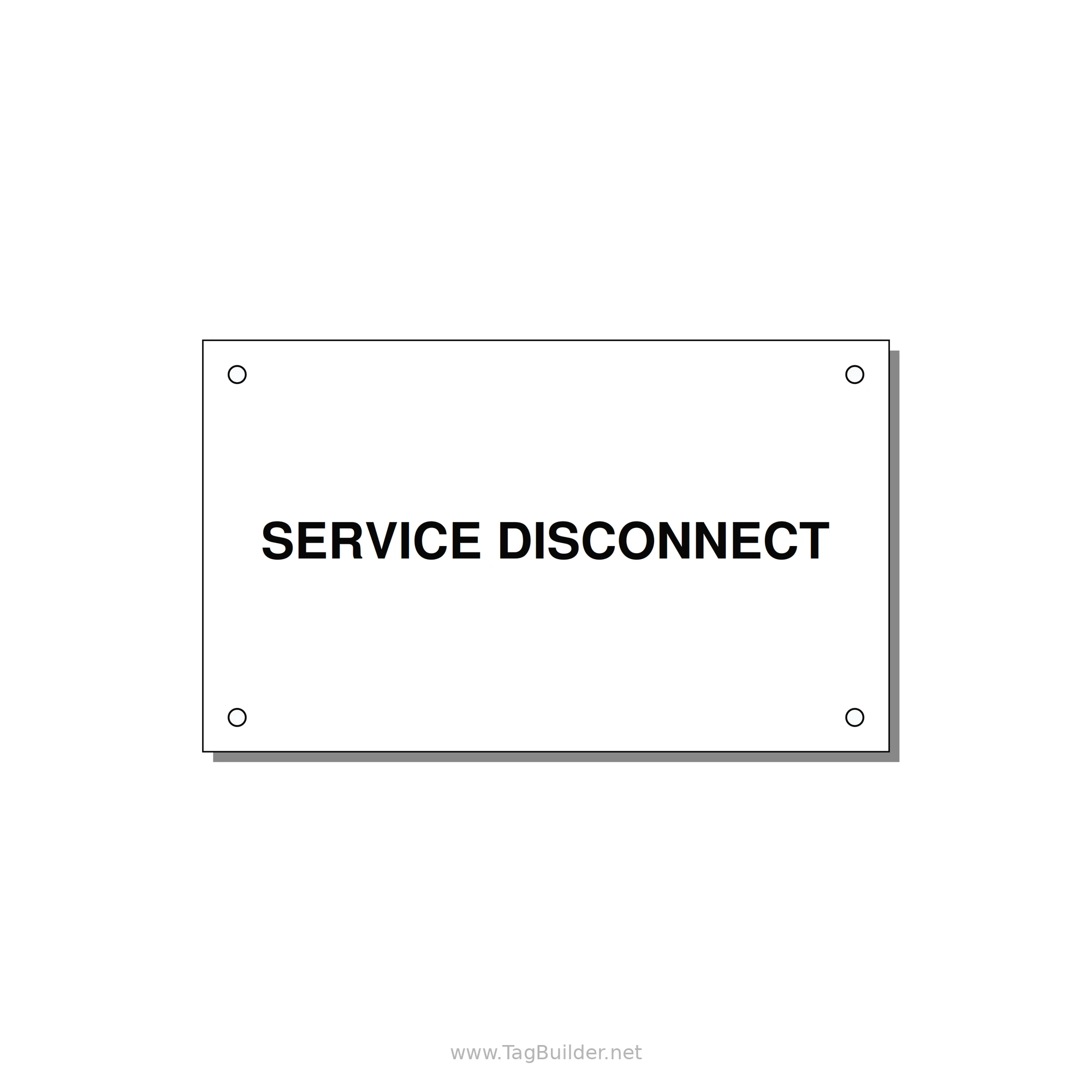 5.0x3.0" Disconnect Switch Label - SERVICE DISCONNECT — 5x3" Black on White, Holes