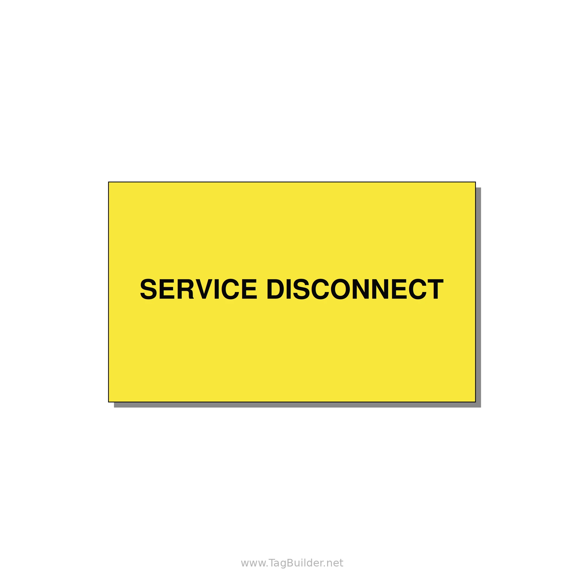 5.0x3.0" Disconnect Switch Label - SERVICE DISCONNECT — 5x3" Black on Yellow, Adhesive