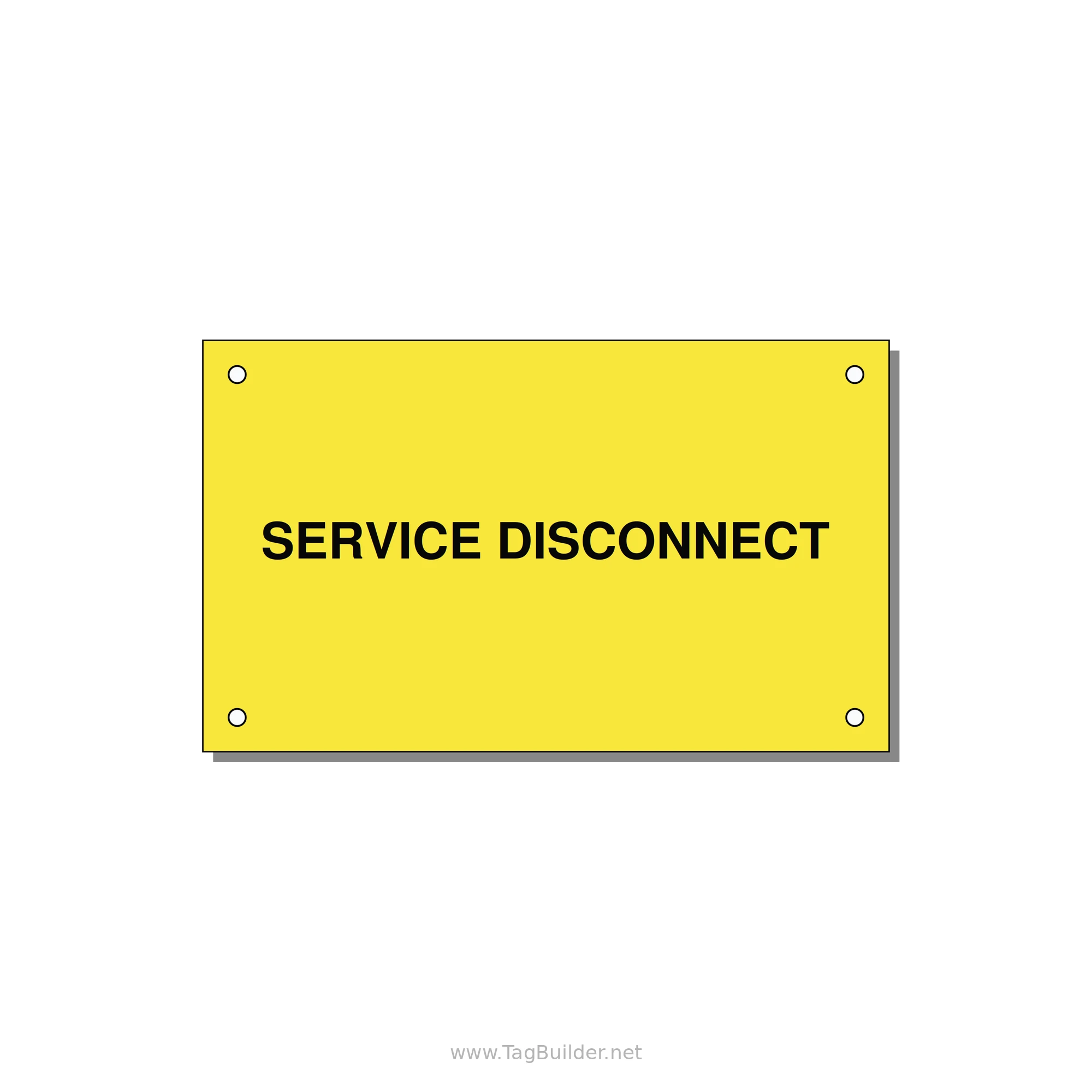 5.0x3.0" Disconnect Switch Label - SERVICE DISCONNECT — 5x3" Black on Yellow, Holes