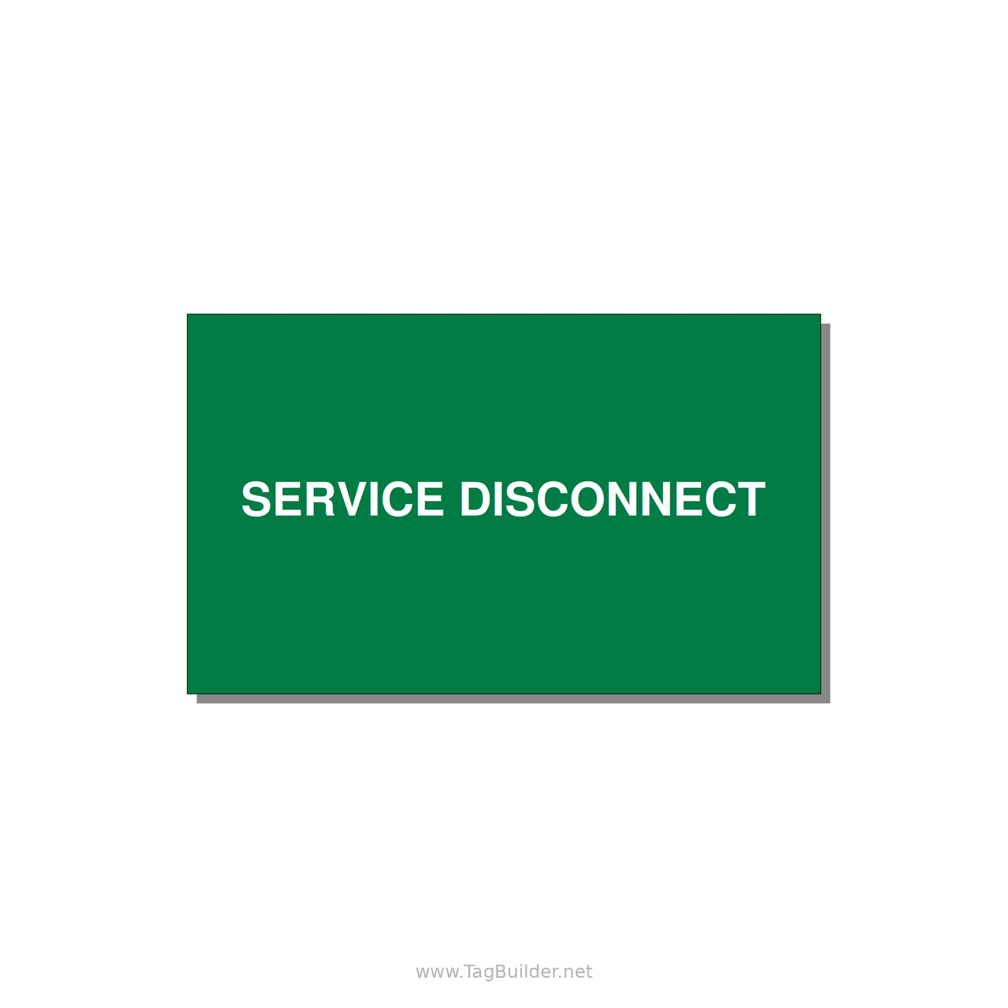5.0x3.0" Disconnect Switch Label - SERVICE DISCONNECT — 5x3" White on Green, Adhesive