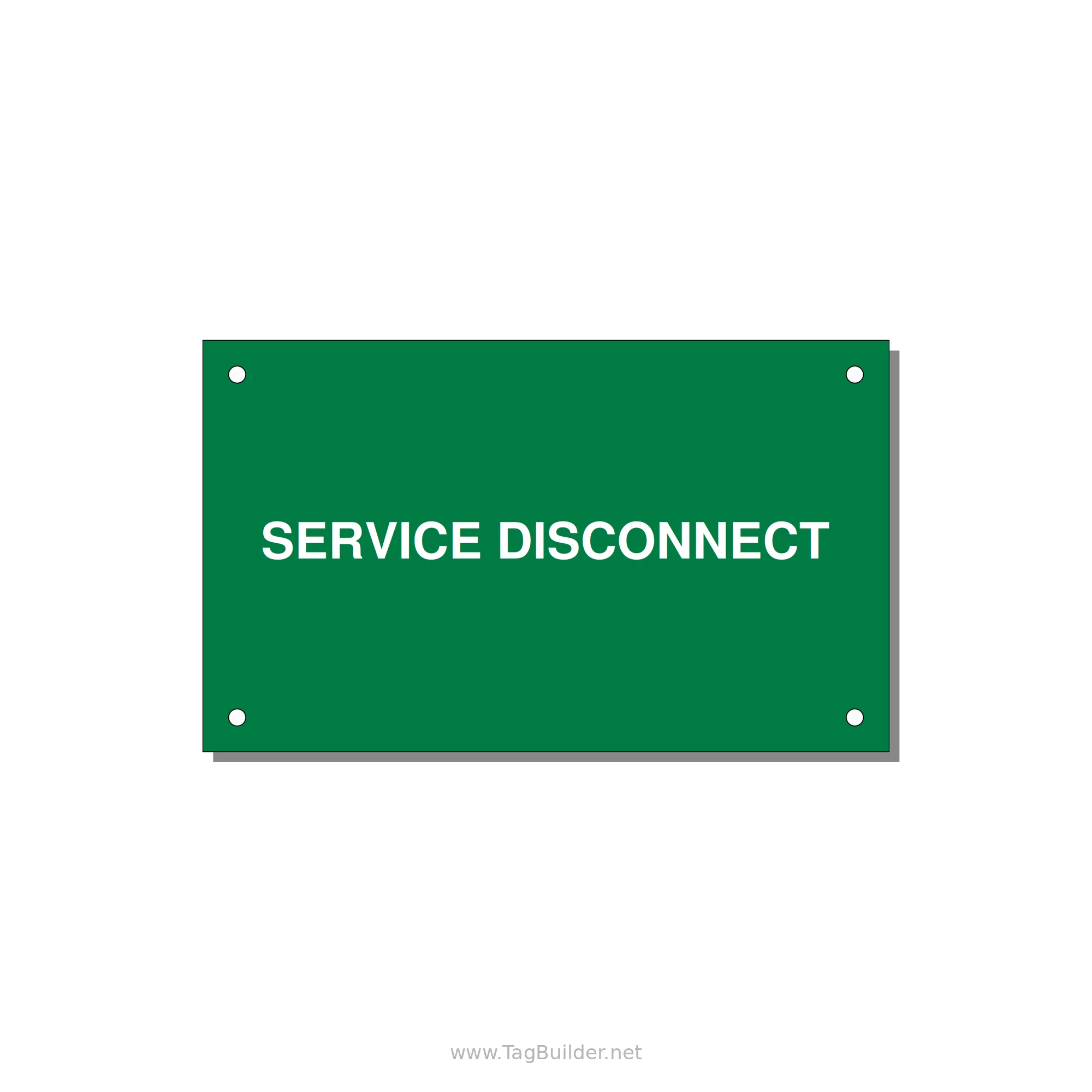 5.0x3.0" Disconnect Switch Label - SERVICE DISCONNECT — 5x3" White on Green, Holes