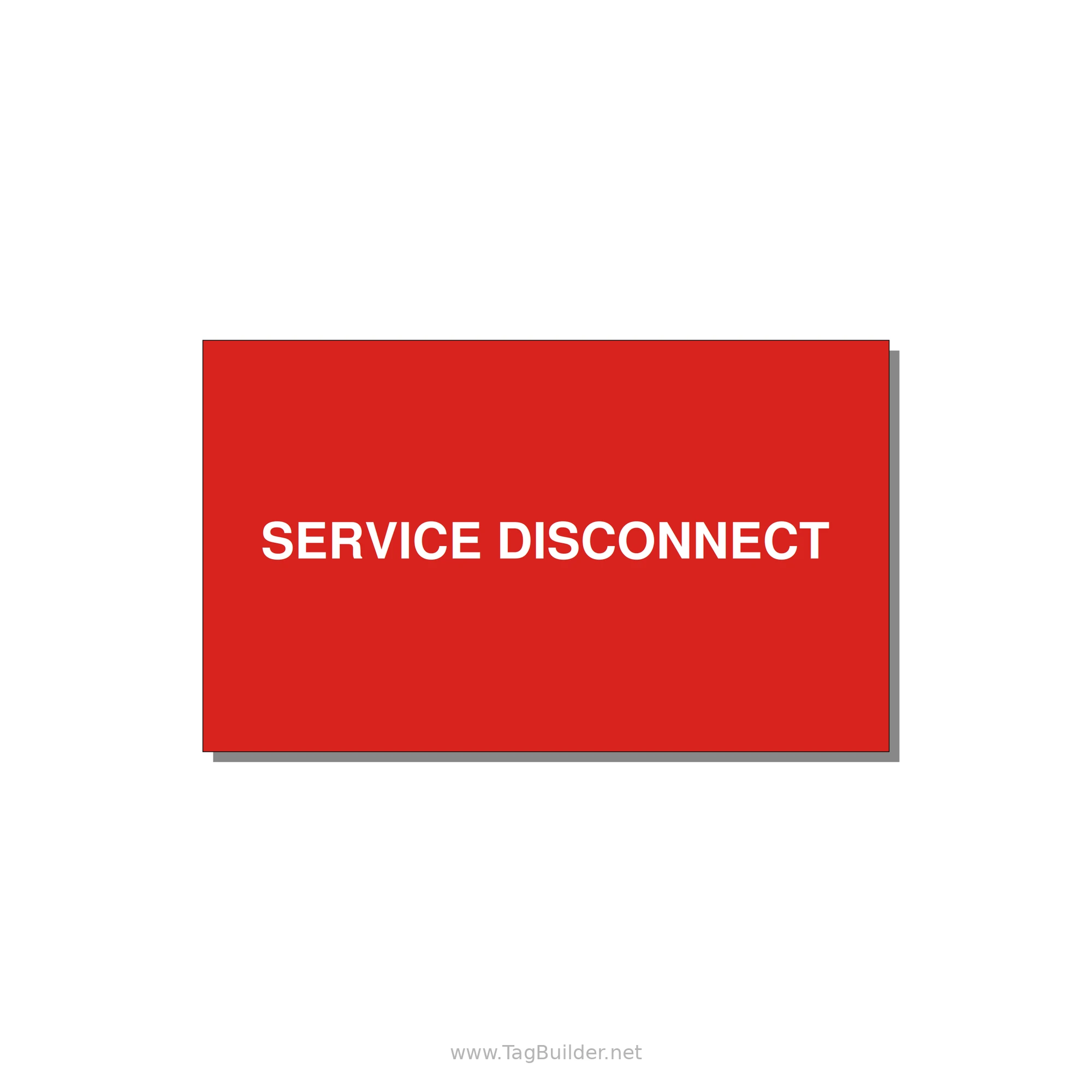 5.0x3.0" Disconnect Switch Label - SERVICE DISCONNECT — 5x3" White on Red, Adhesive