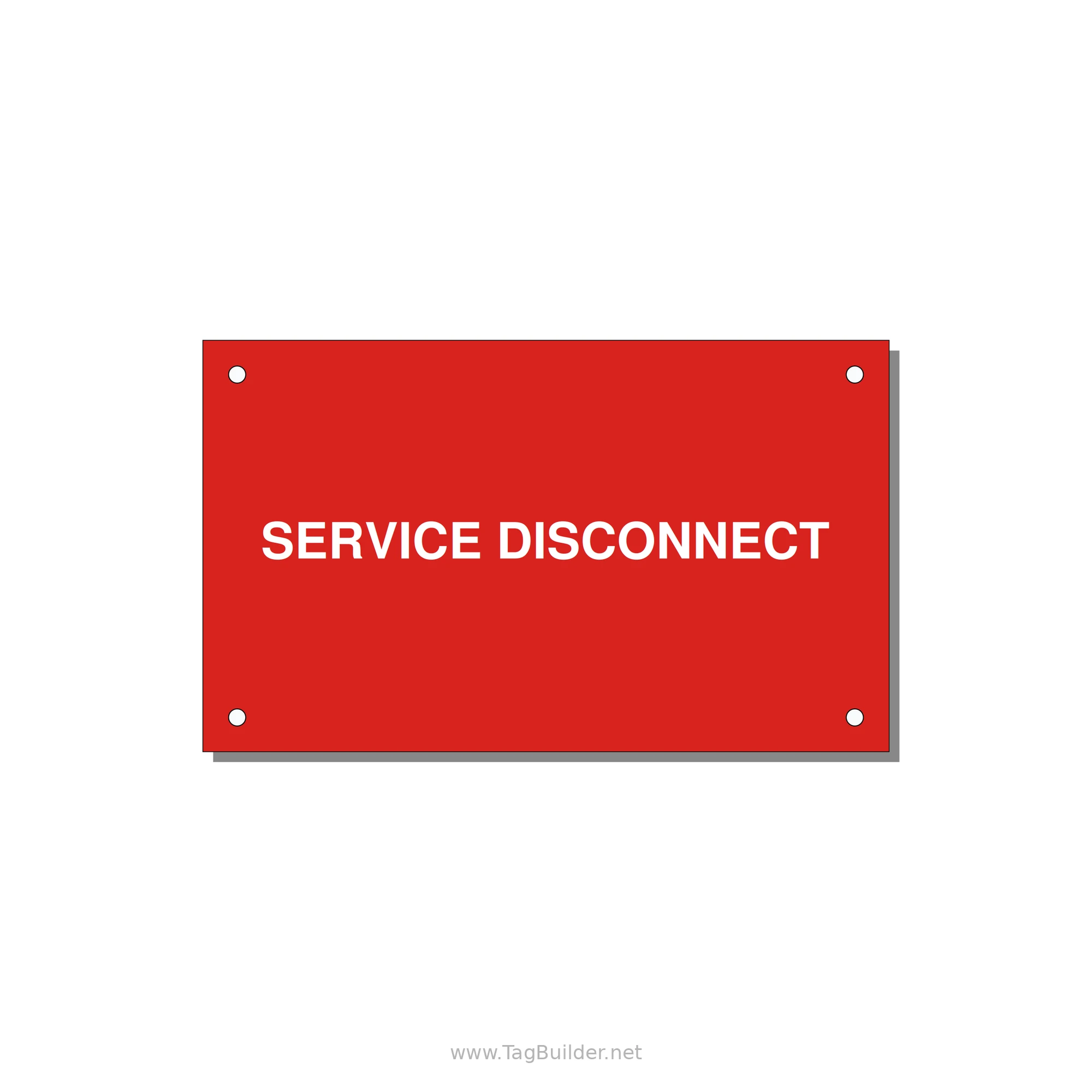 5.0x3.0" Disconnect Switch Label - SERVICE DISCONNECT — 5x3" White on Red, Holes