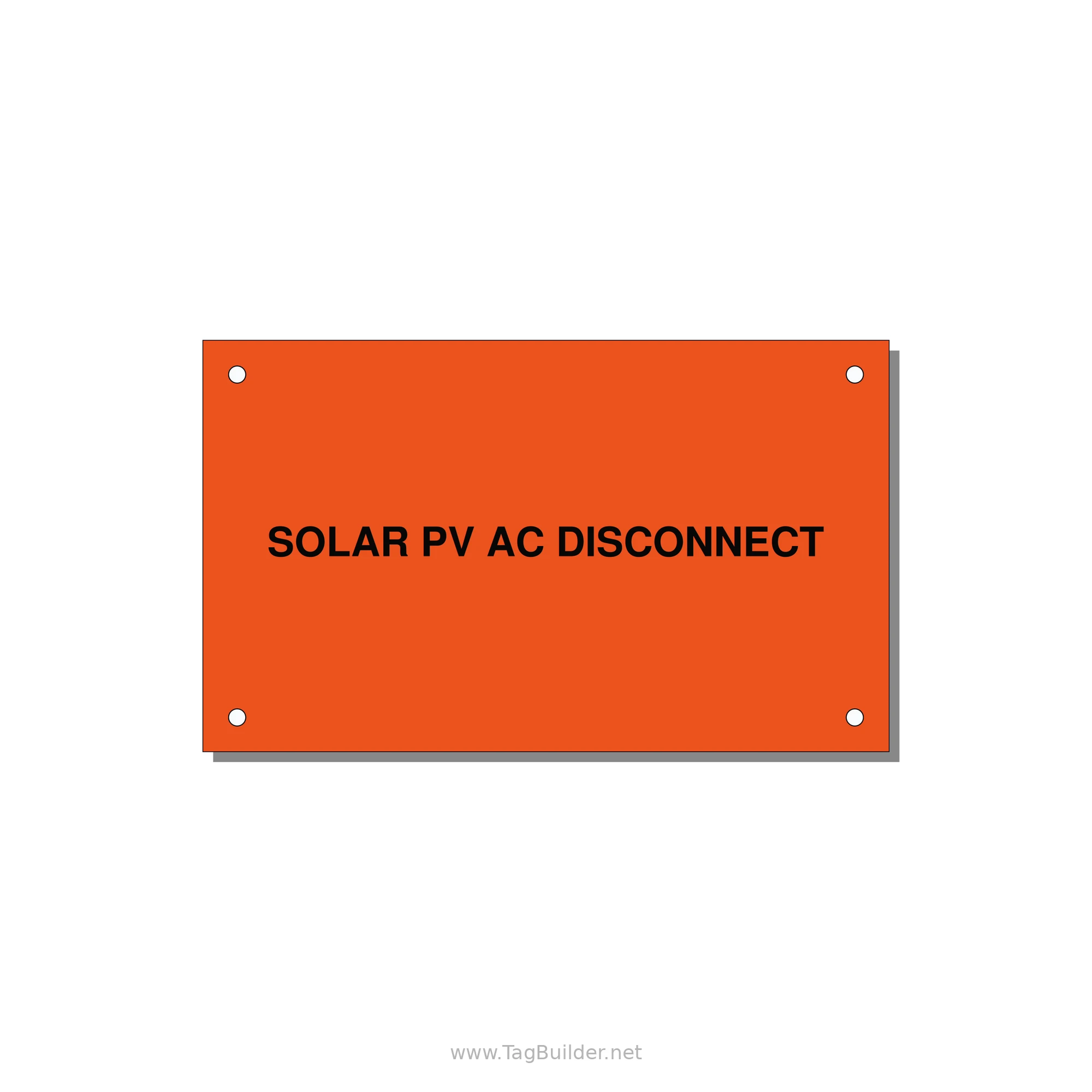 5.0x3.0" Disconnect Switch Label - SOLAR PV AC DISCONNECT — 5x3" Black on Orange, Holes