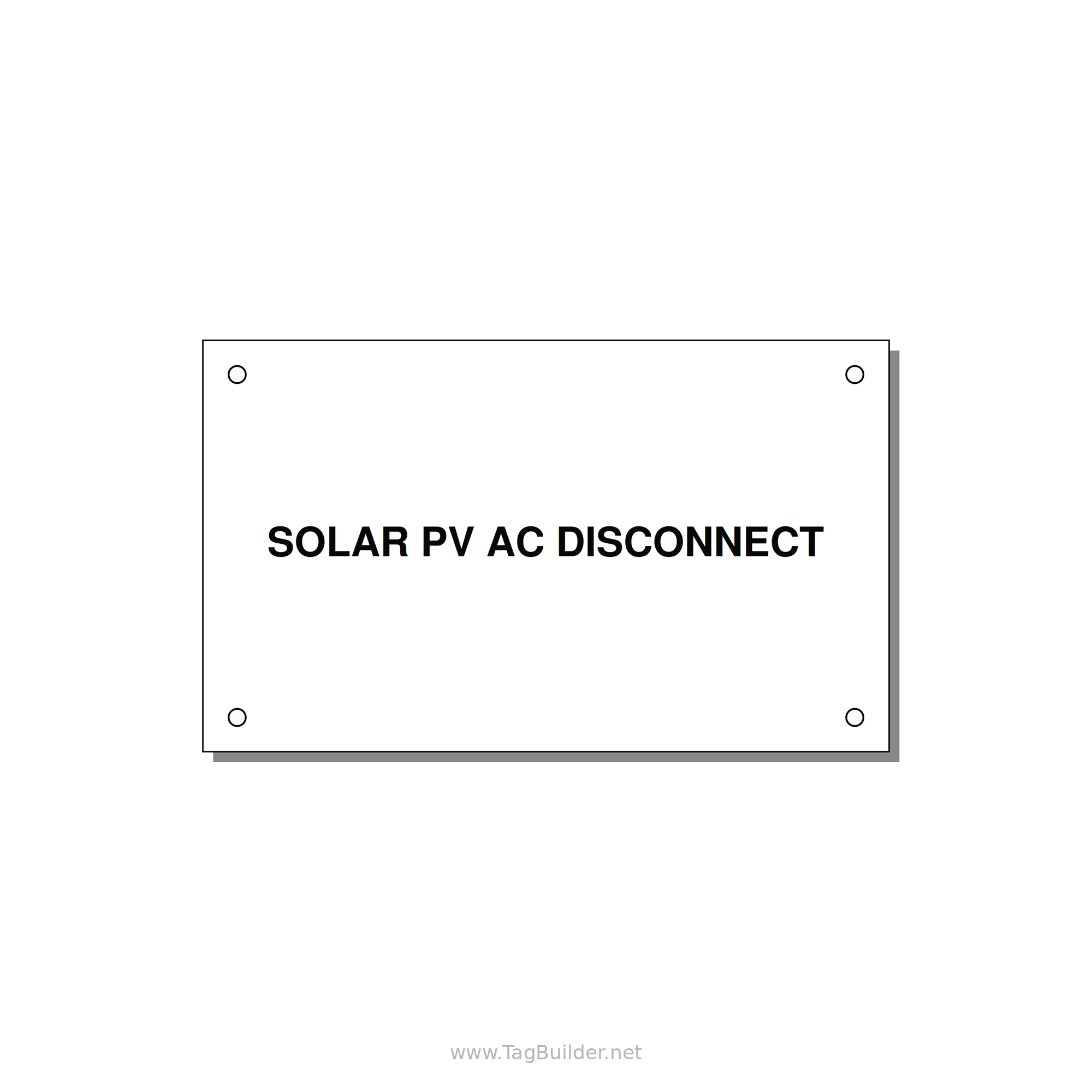 5.0x3.0" Disconnect Switch Label - SOLAR PV AC DISCONNECT — 5x3" Black on White, Holes