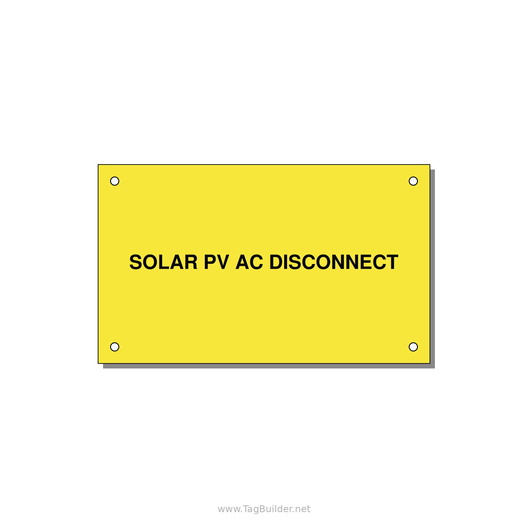 5.0x3.0" Disconnect Switch Label - SOLAR PV AC DISCONNECT — 5x3" Black on Yellow, Holes