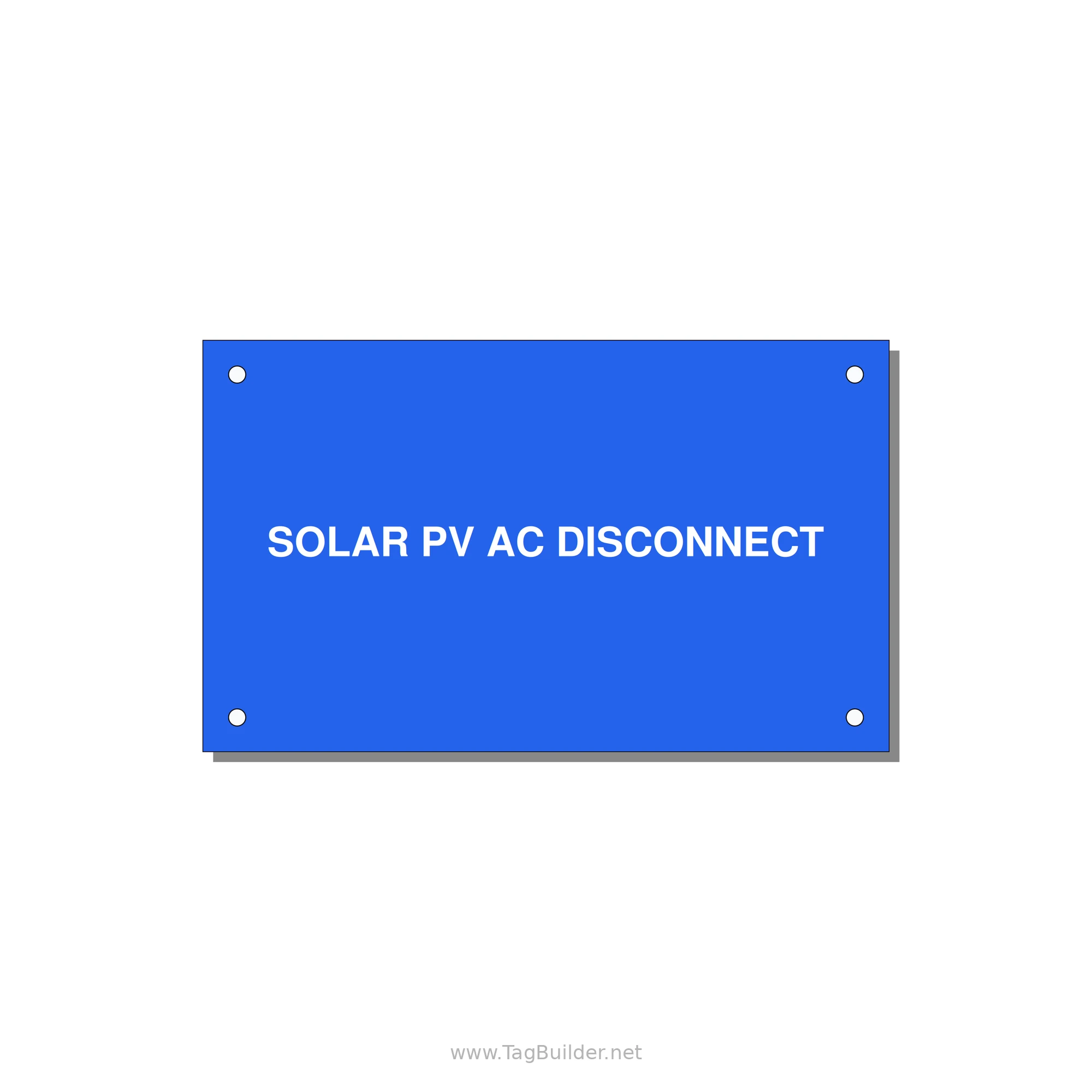5.0x3.0" Disconnect Switch Label - SOLAR PV AC DISCONNECT — 5x3" White on Blue, Holes