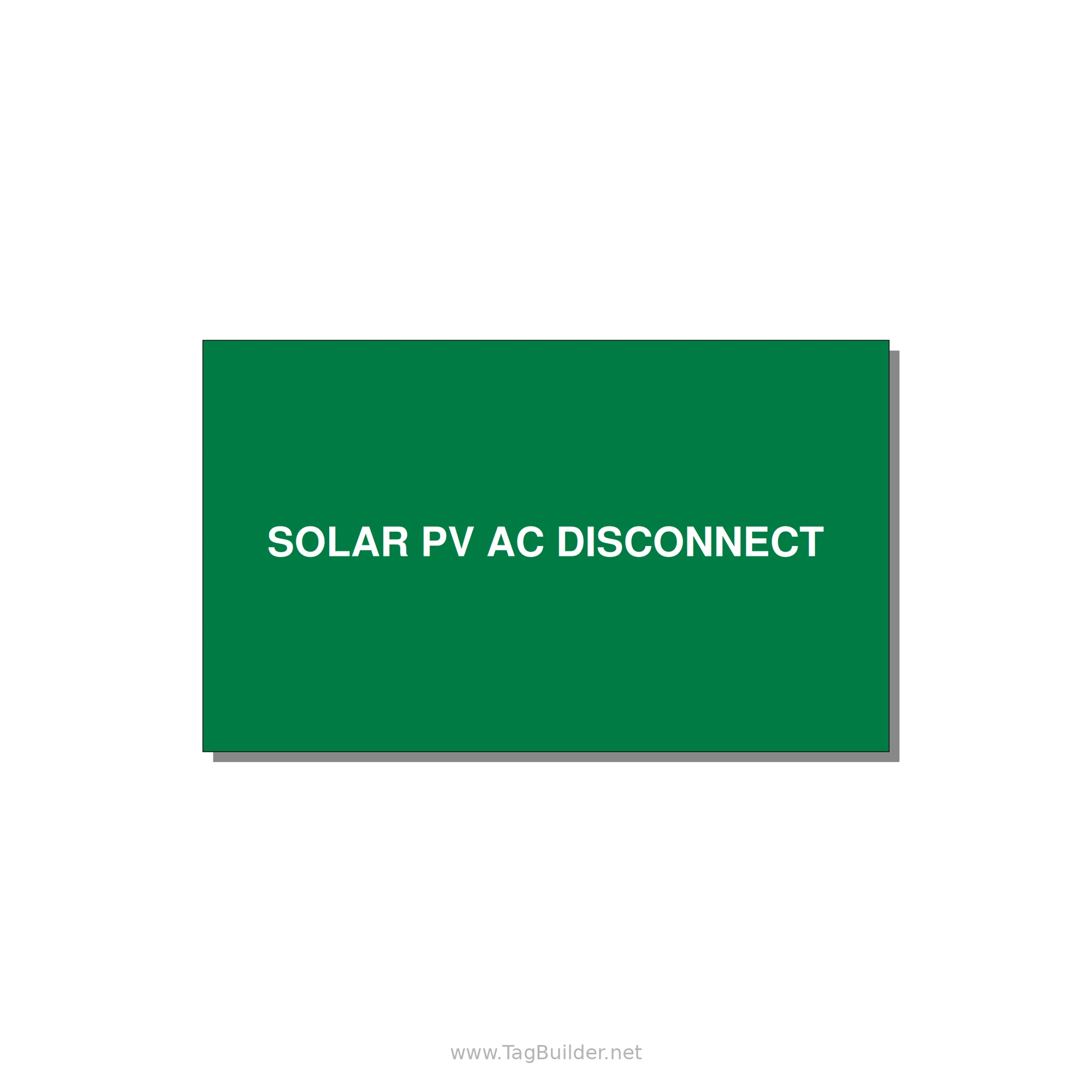 5.0x3.0" Disconnect Switch Label - SOLAR PV AC DISCONNECT — 5x3" White on Green, Adhesive