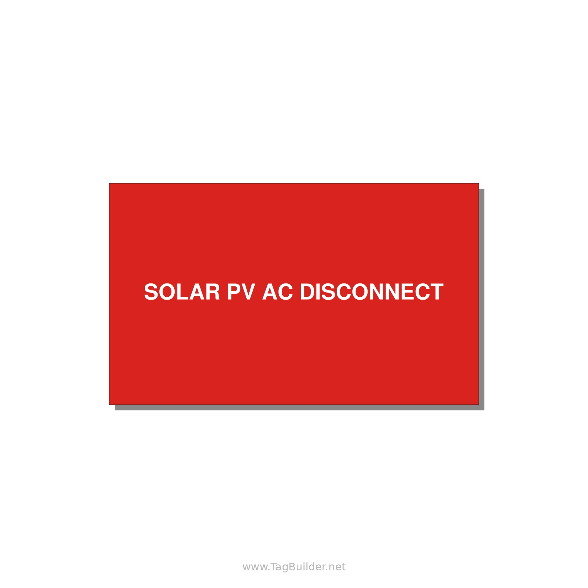 5.0x3.0" Disconnect Switch Label - SOLAR PV AC DISCONNECT — 5x3" White on Red, Adhesive