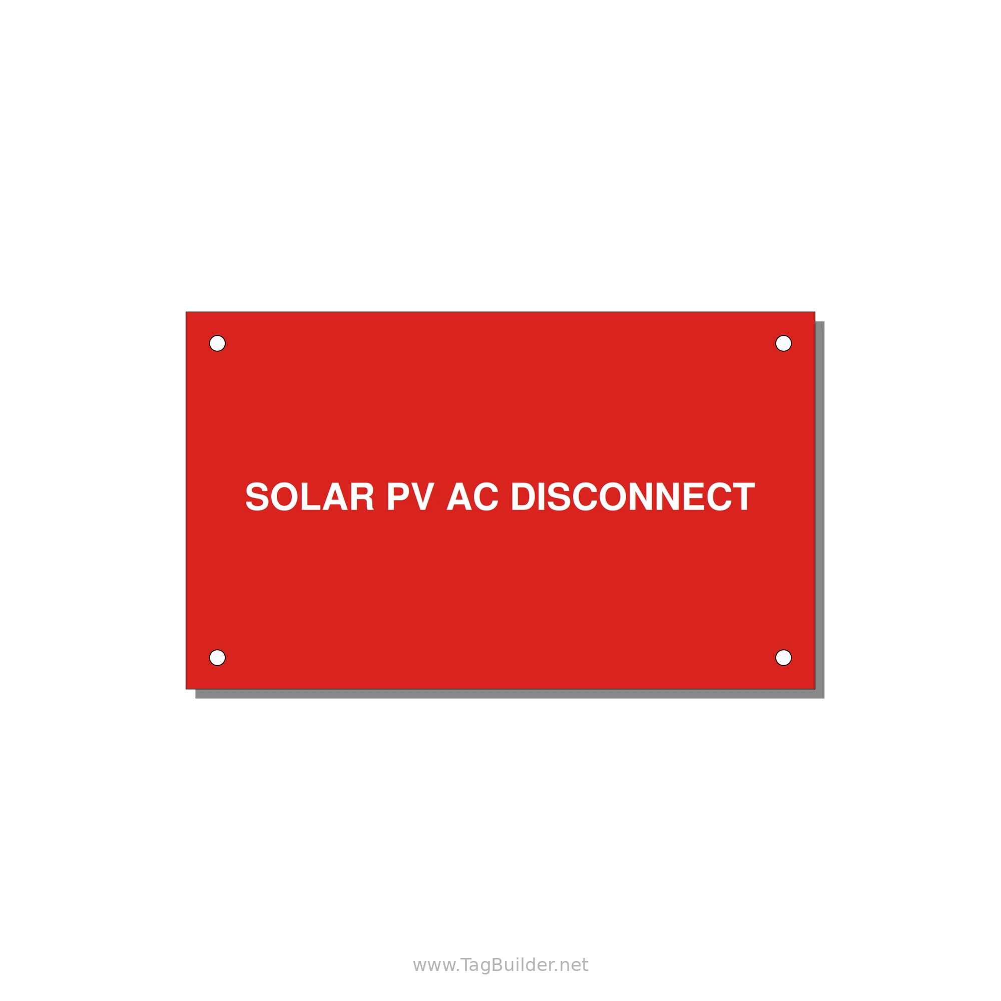 5.0x3.0" Disconnect Switch Label - SOLAR PV AC DISCONNECT — 5x3" White on Red, Holes