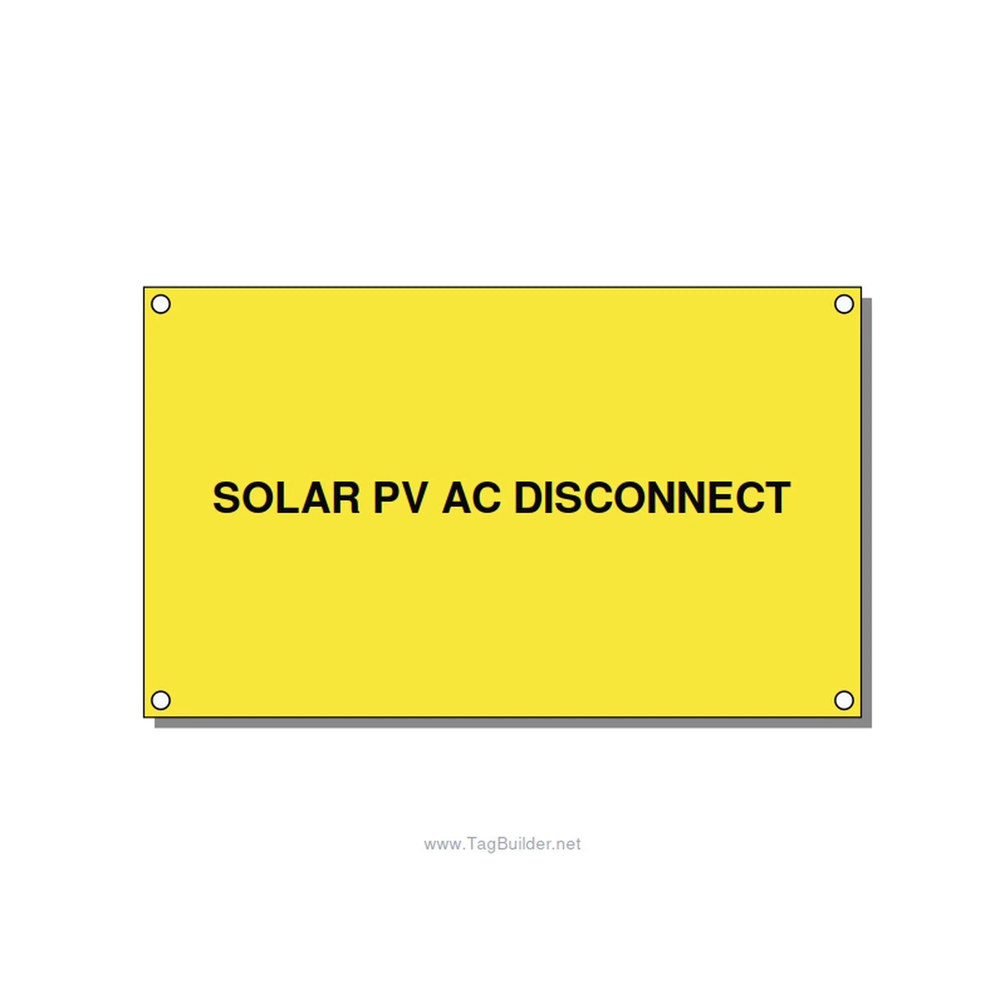 5.0x3.0" Disconnect Switch Label - SOLAR PV AC DISCONNECT, Black/Yellow, Holes