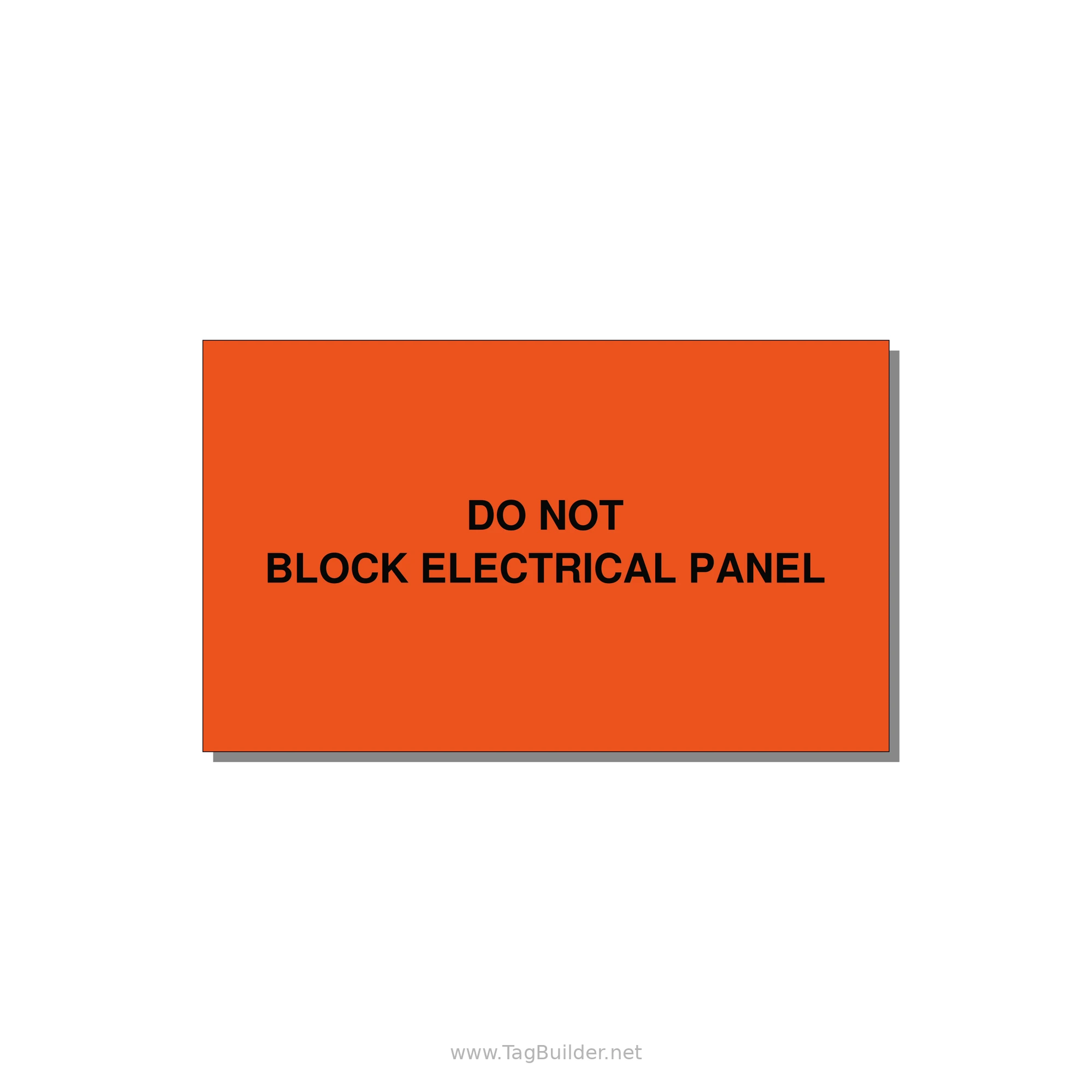 5.0x3.0" Electrical Safety Label - DO NOT BLOCK ELECTRICAL P — 5x3" Black on Orange, Adhesive