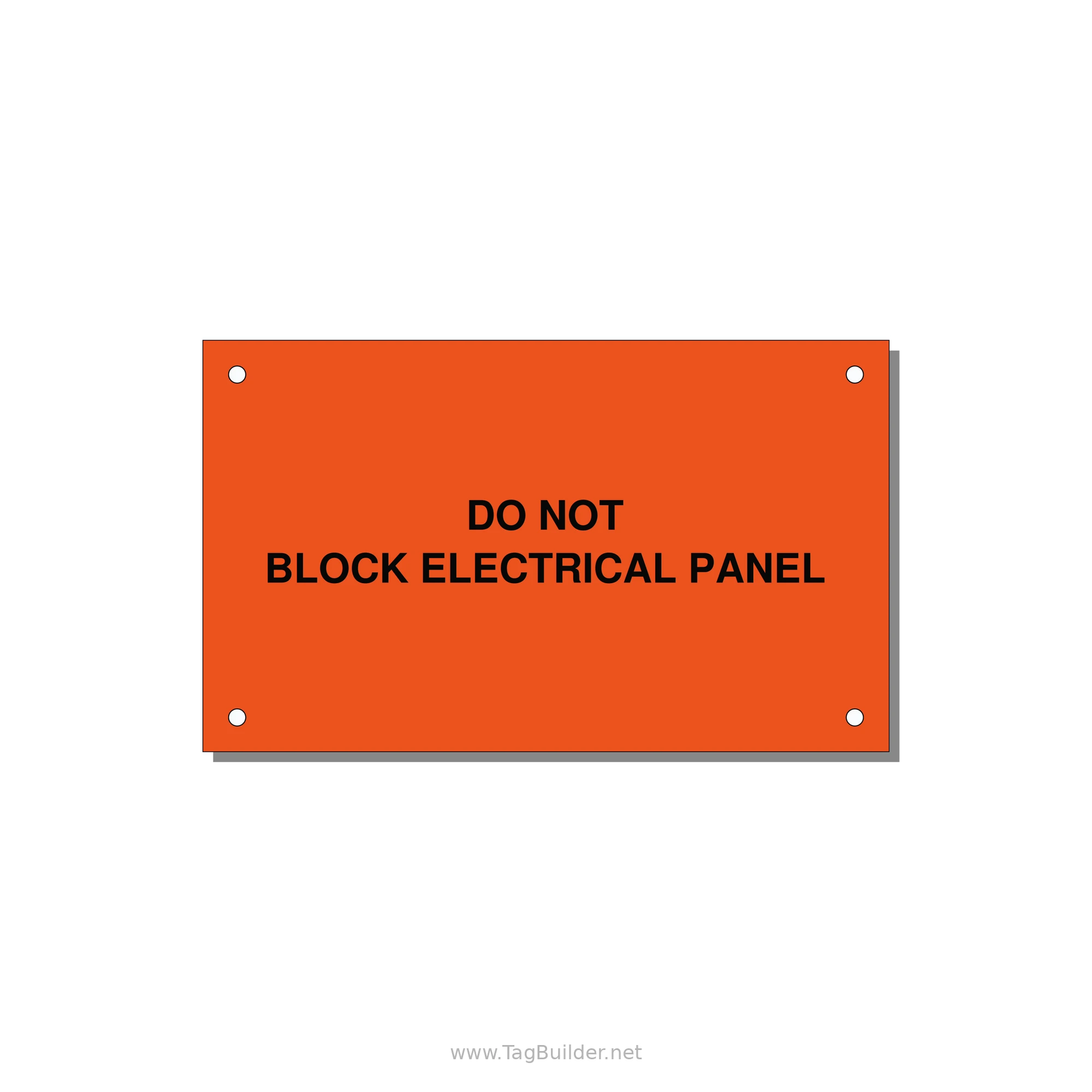 5.0x3.0" Electrical Safety Label - DO NOT BLOCK ELECTRICAL P — 5x3" Black on Orange, Holes