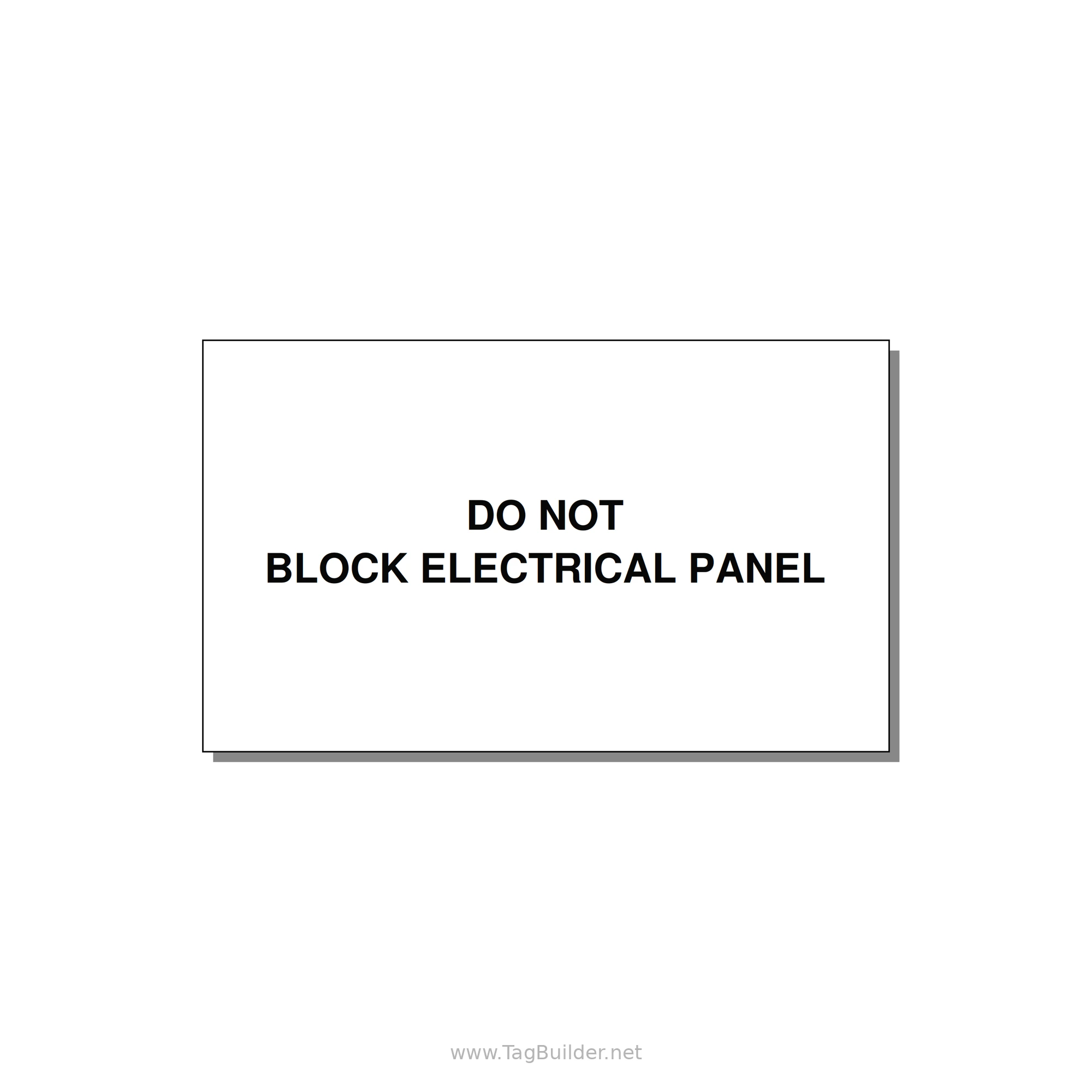 5.0x3.0" Electrical Safety Label - DO NOT BLOCK ELECTRICAL P — 5x3" Black on White, Adhesive