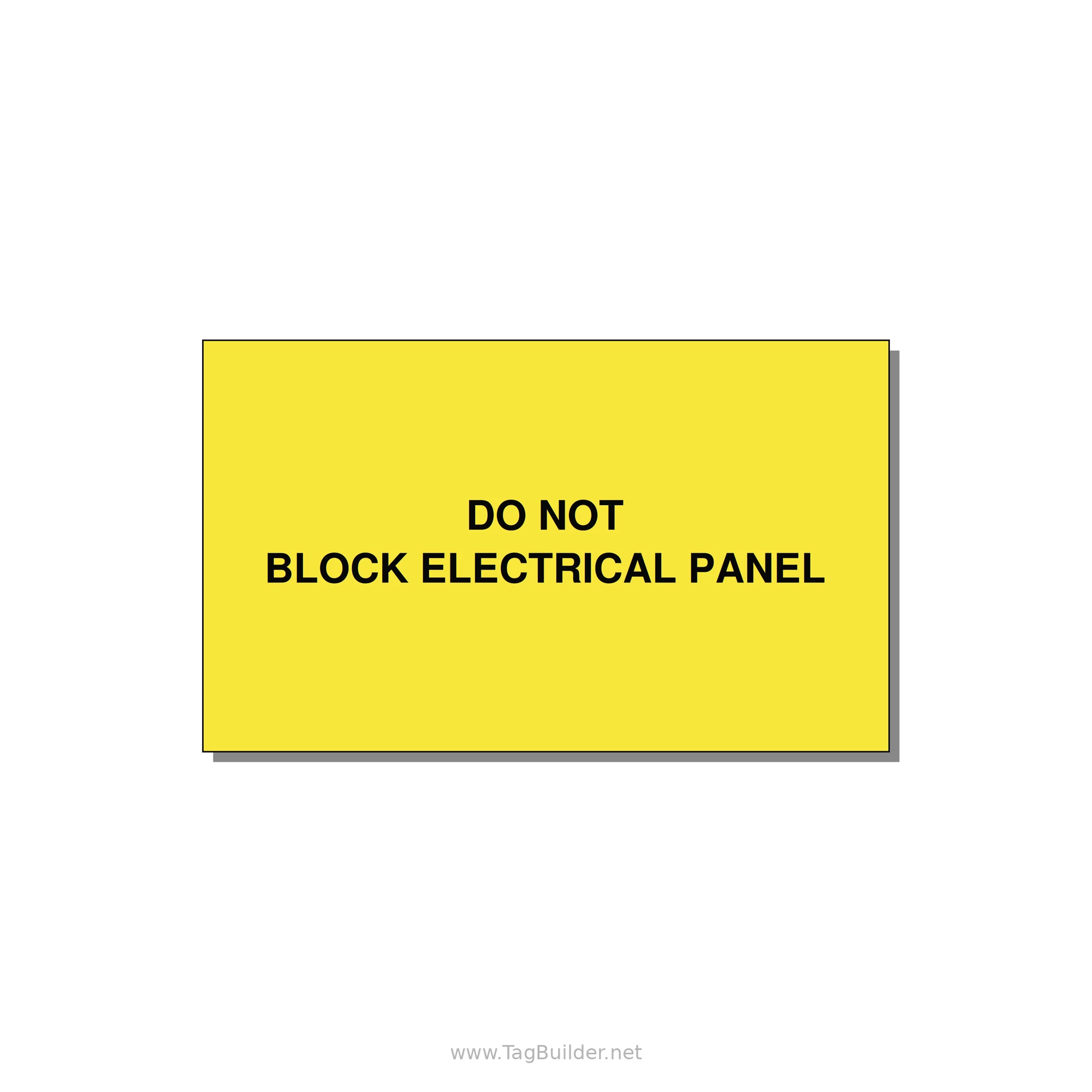 5.0x3.0" Electrical Safety Label - DO NOT BLOCK ELECTRICAL P — 5x3" Black on Yellow, Adhesive