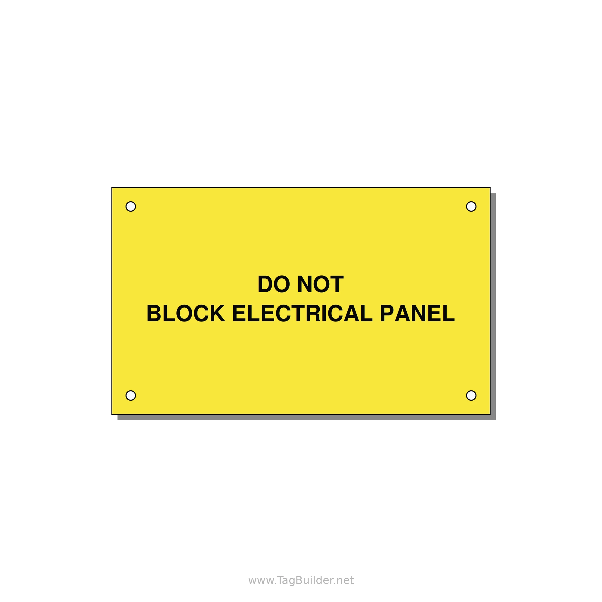 5.0x3.0" Electrical Safety Label - DO NOT BLOCK ELECTRICAL P — 5x3" Black on Yellow, Holes