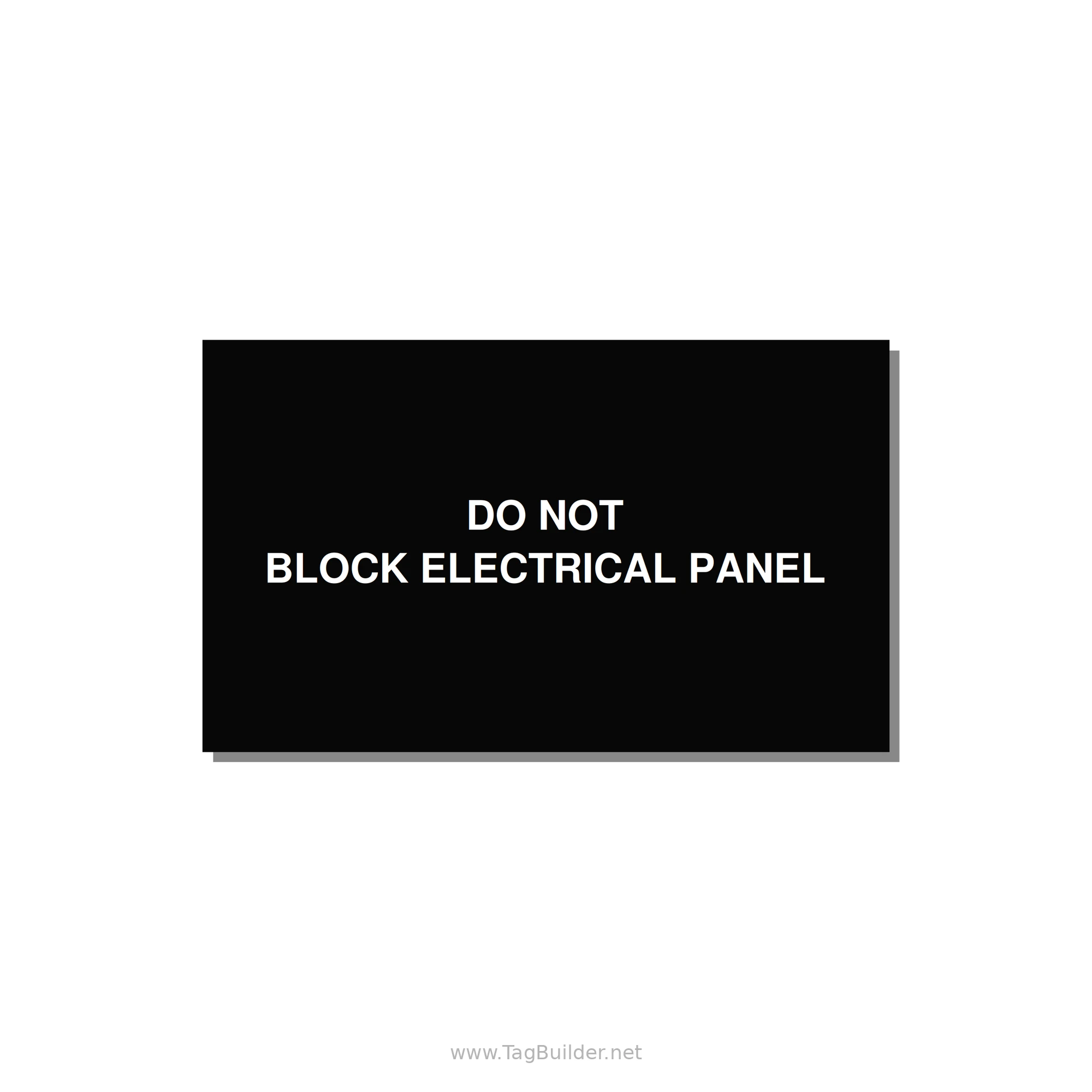 5.0x3.0" Electrical Safety Label - DO NOT BLOCK ELECTRICAL P — 5x3" White on Black, Adhesive