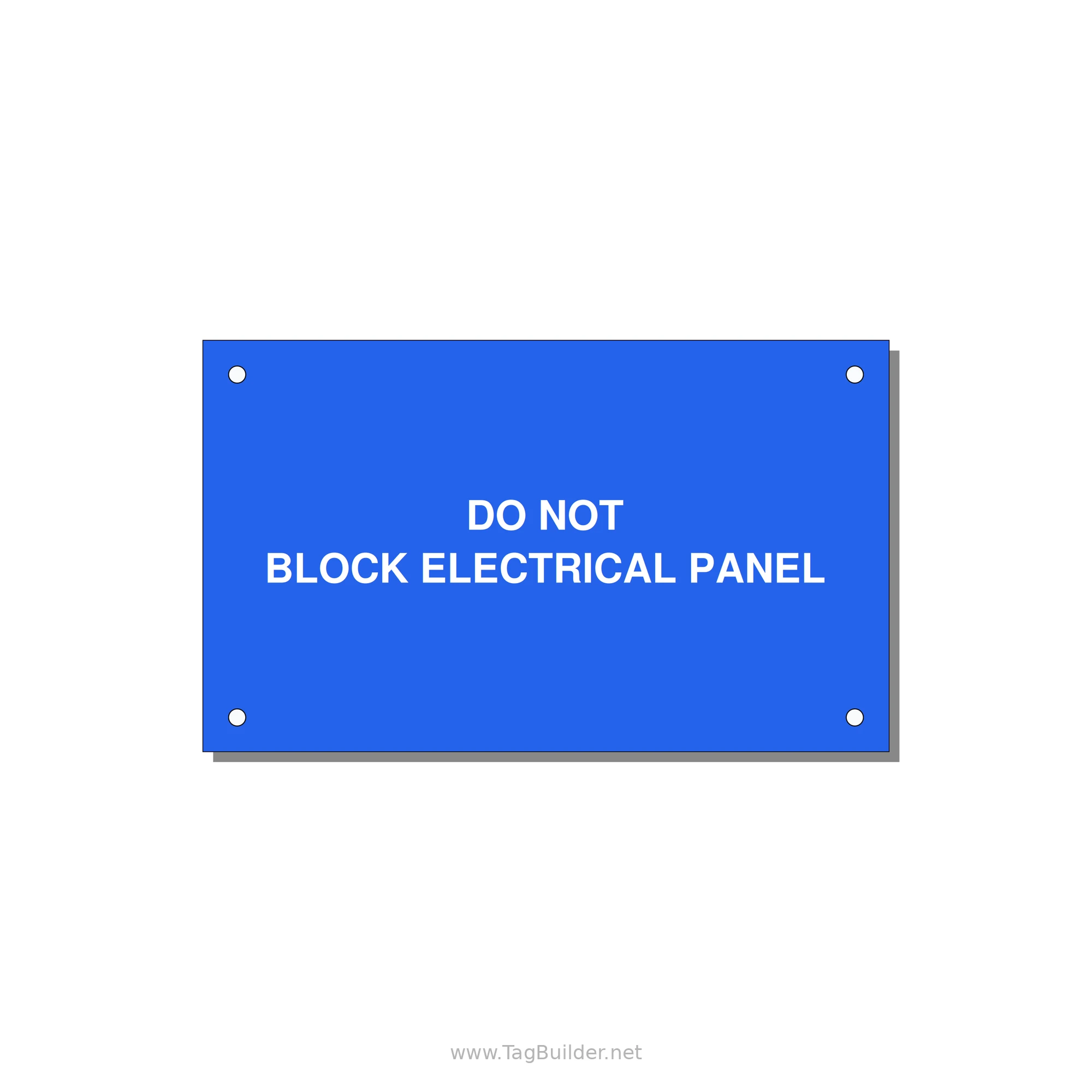 5.0x3.0" Electrical Safety Label - DO NOT BLOCK ELECTRICAL P — 5x3" White on Blue, Holes
