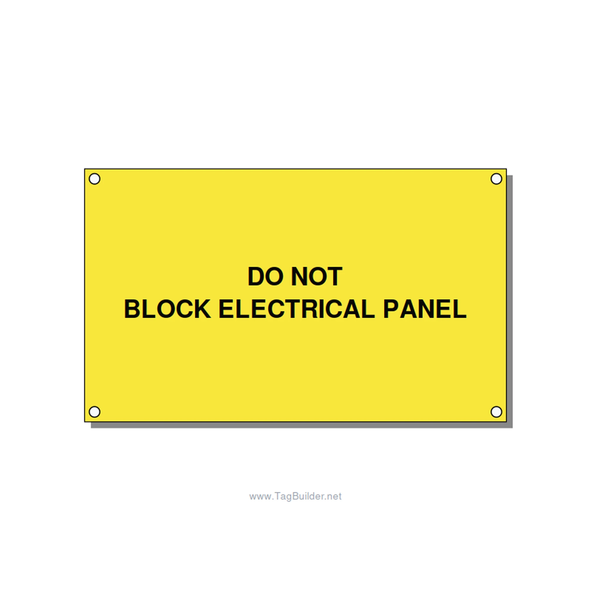 5.0x3.0" Electrical Safety Label - DO NOT BLOCK ELECTRICAL P, Black/Yellow, Hole
