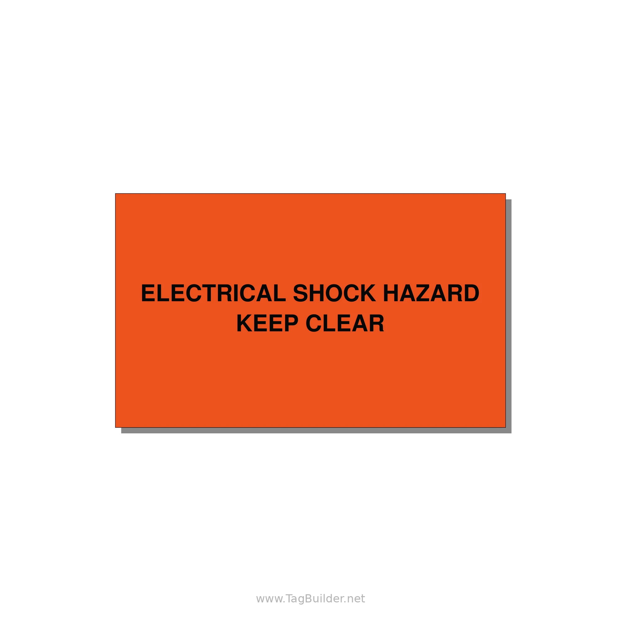 5.0x3.0" Electrical Safety Label - ELECTRICAL SHOCK HAZARD K — 5x3" Black on Orange, Adhesive