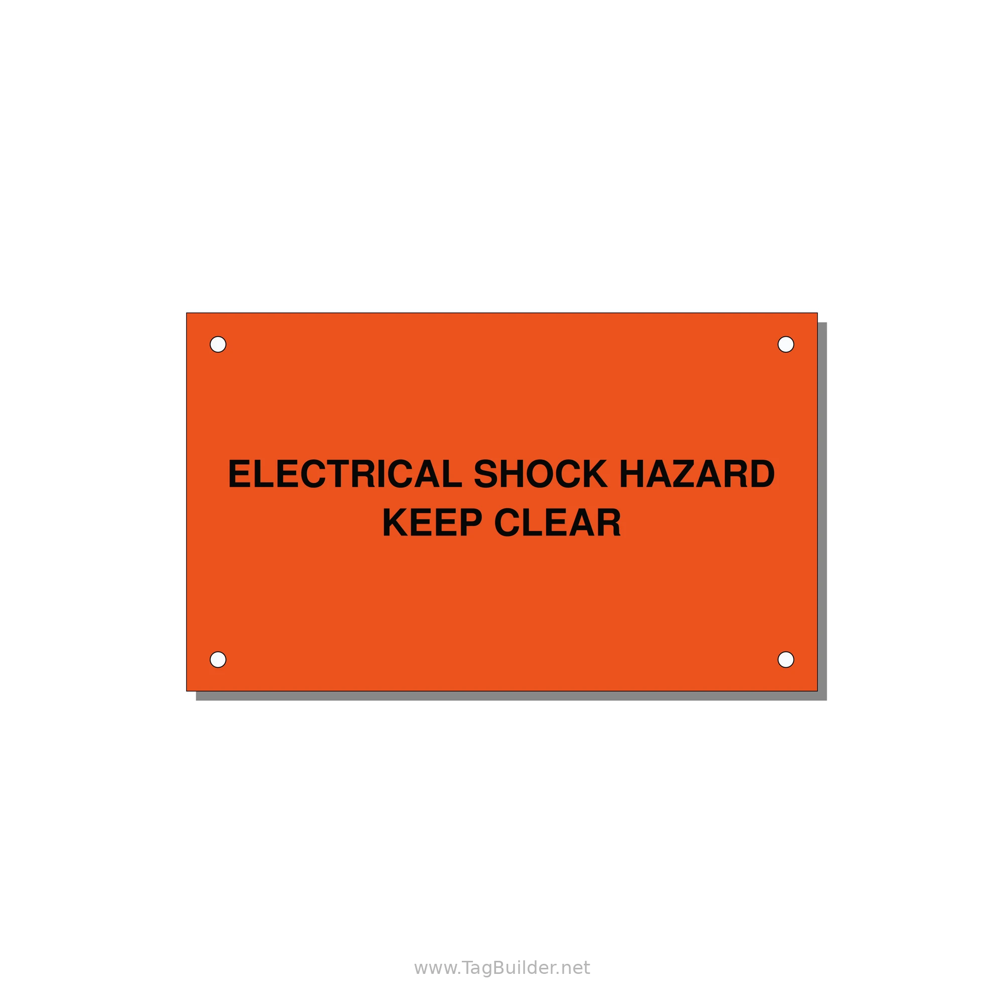 5.0x3.0" Electrical Safety Label - ELECTRICAL SHOCK HAZARD K — 5x3" Black on Orange, Holes