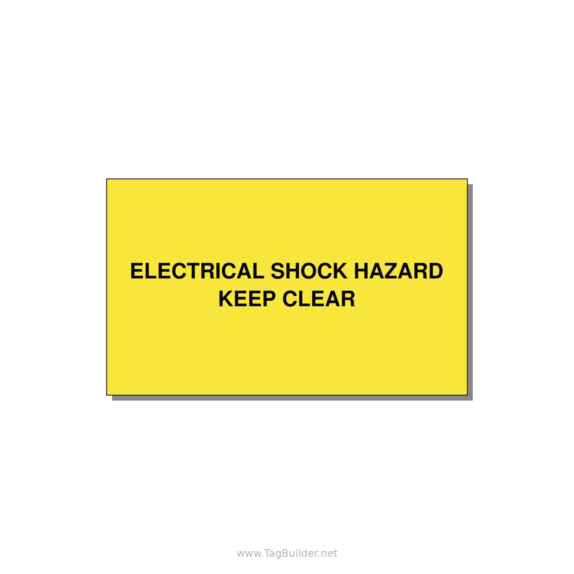5.0x3.0" Electrical Safety Label - ELECTRICAL SHOCK HAZARD K — 5x3" Black on Yellow, Adhesive
