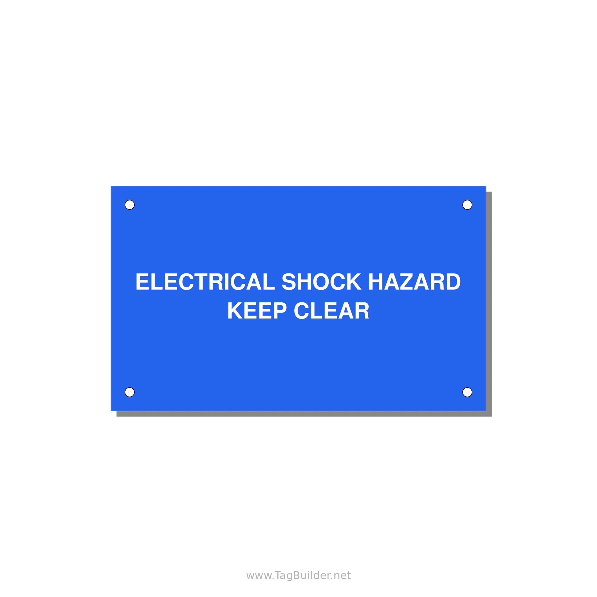 5.0x3.0" Electrical Safety Label - ELECTRICAL SHOCK HAZARD K — 5x3" White on Blue, Holes