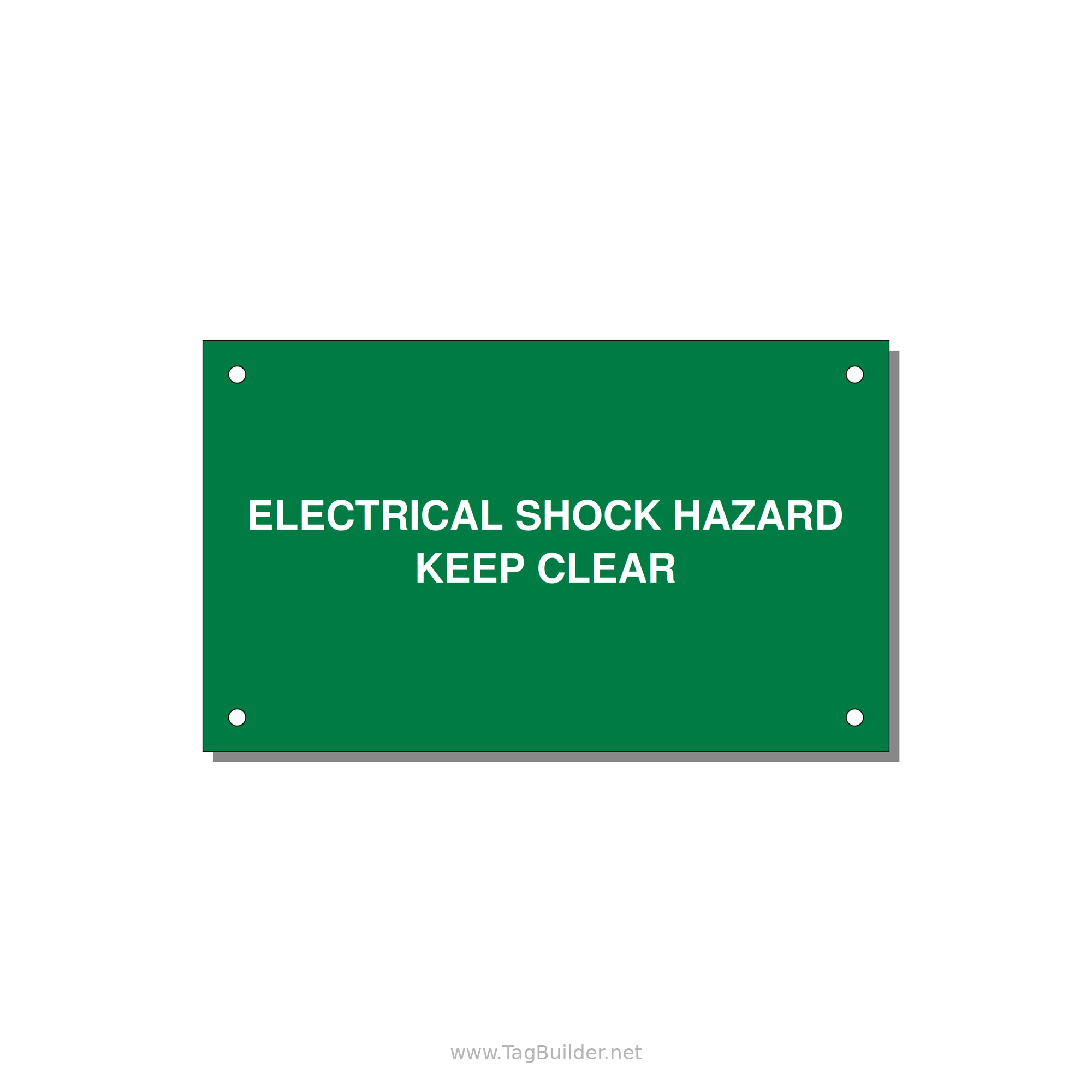 5.0x3.0" Electrical Safety Label - ELECTRICAL SHOCK HAZARD K — 5x3" White on Green, Holes