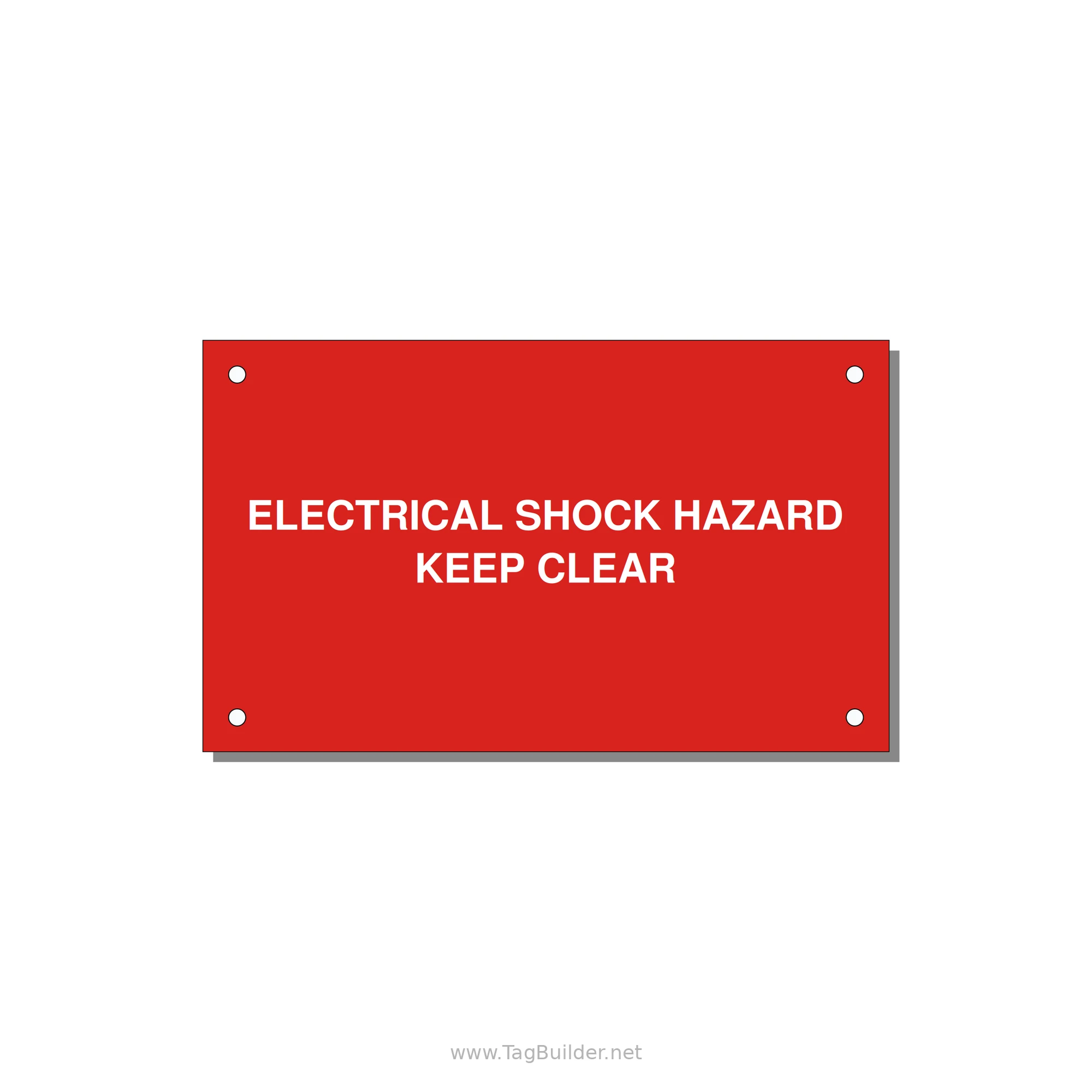 5.0x3.0" Electrical Safety Label - ELECTRICAL SHOCK HAZARD K — 5x3" White on Red, Holes