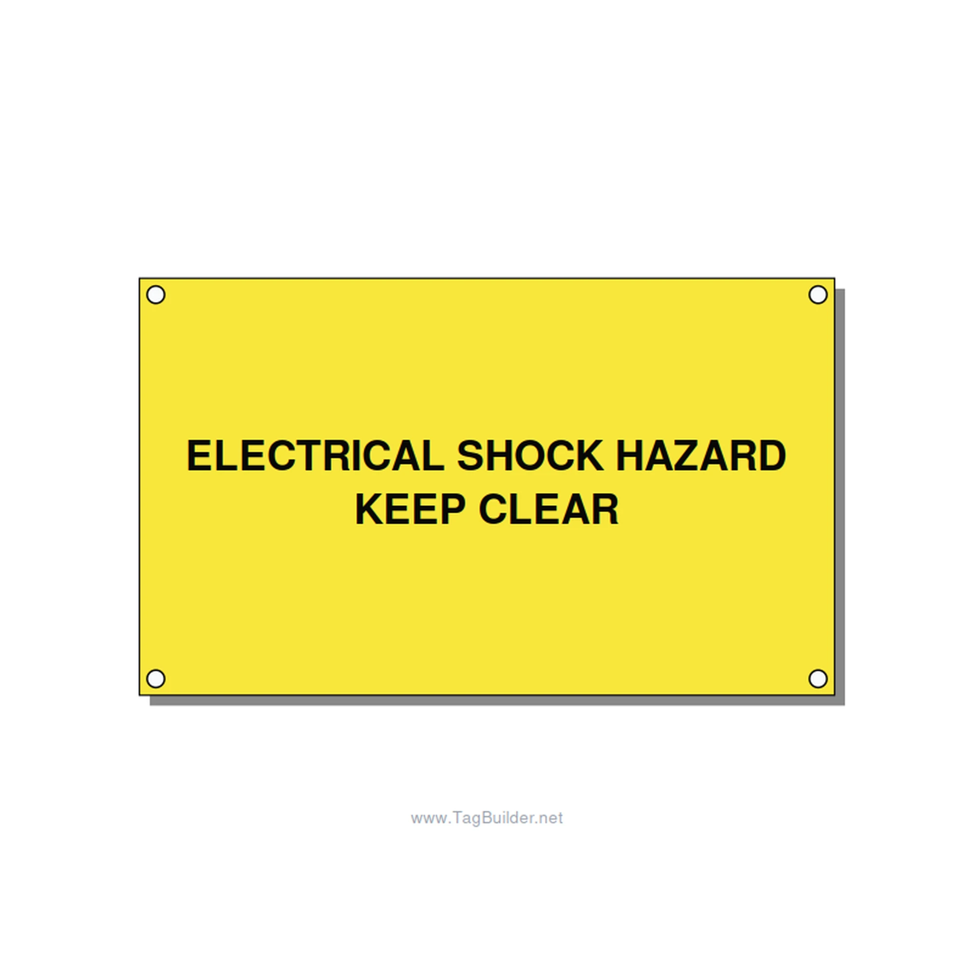 5.0x3.0" Electrical Safety Label - ELECTRICAL SHOCK HAZARD K, Black/Yellow, Hole