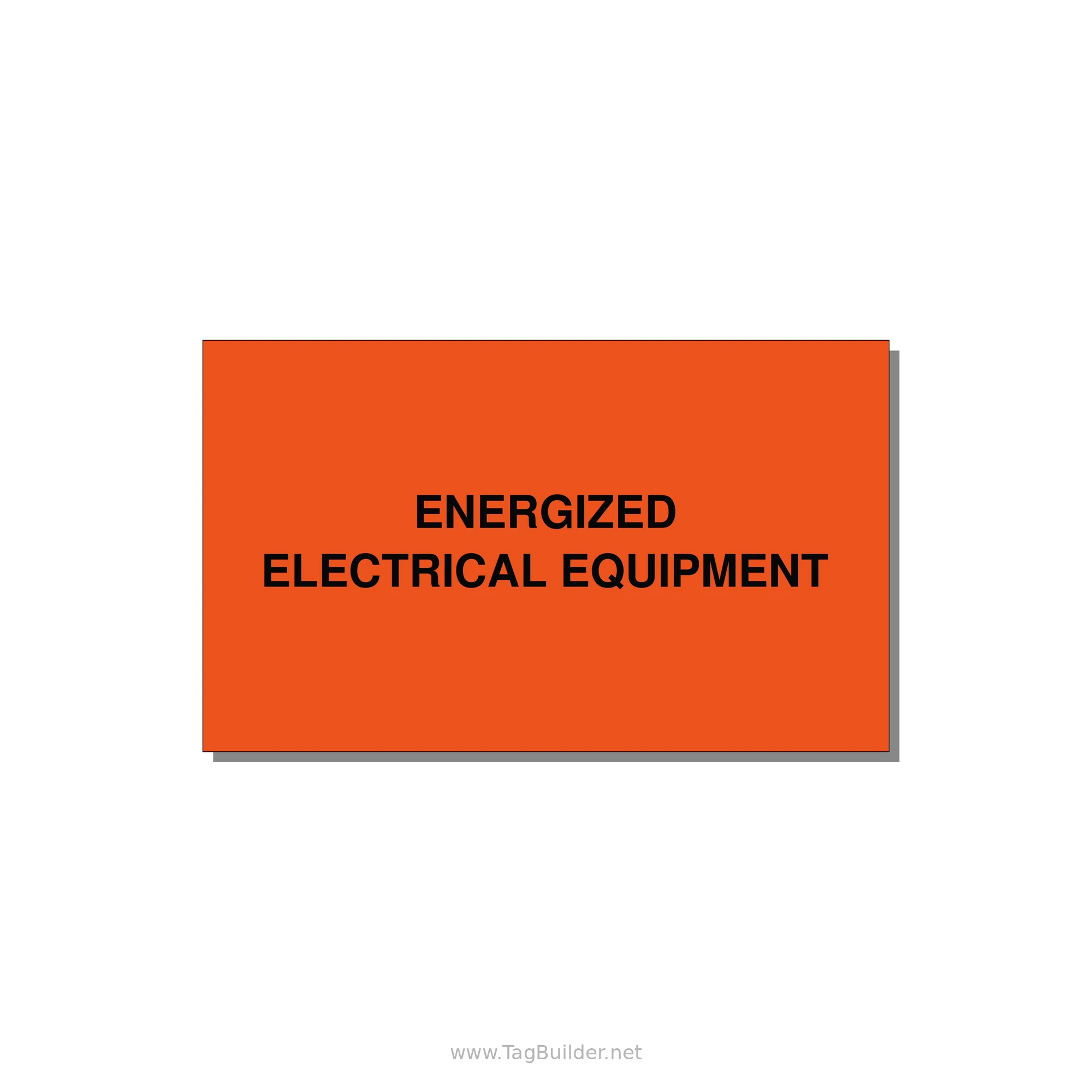 5.0x3.0" Electrical Safety Label - ENERGIZED ELECTRICAL EQUI — 5x3" Black on Orange, Adhesive