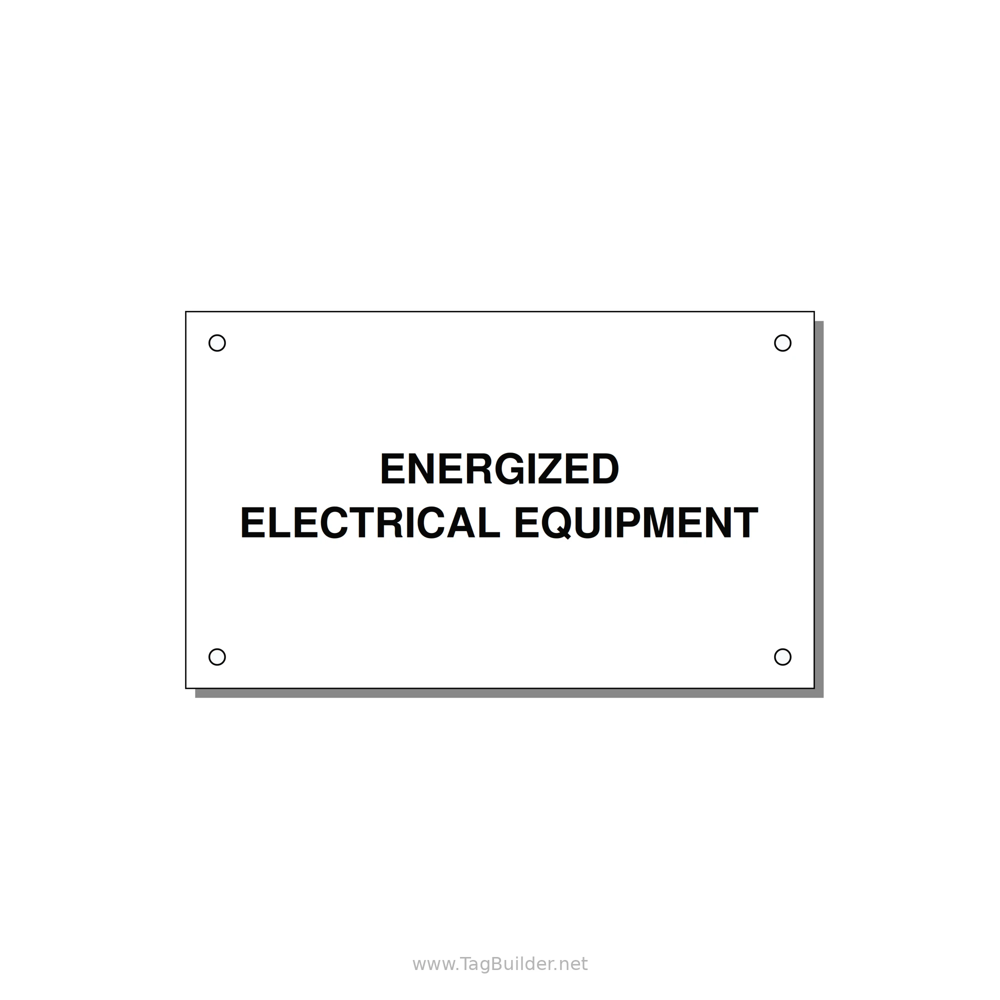 5.0x3.0" Electrical Safety Label - ENERGIZED ELECTRICAL EQUI — 5x3" Black on White, Holes