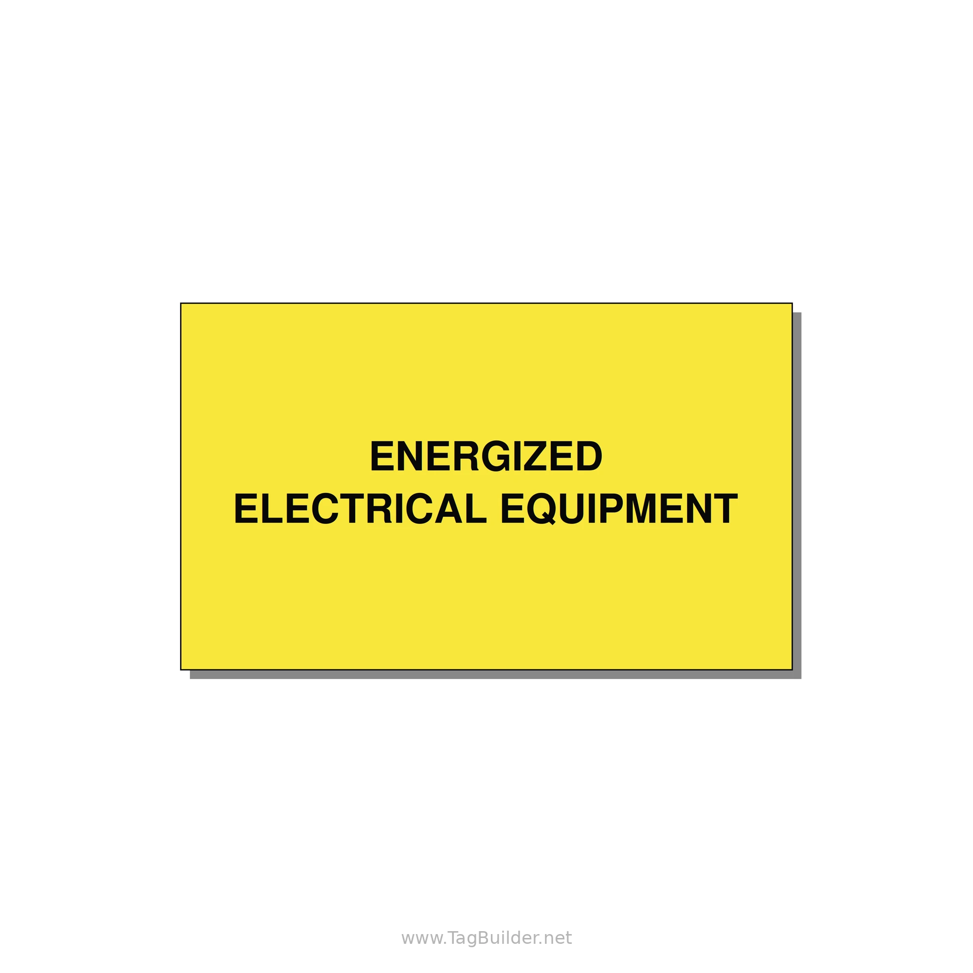5.0x3.0" Electrical Safety Label - ENERGIZED ELECTRICAL EQUI — 5x3" Black on Yellow, Adhesive